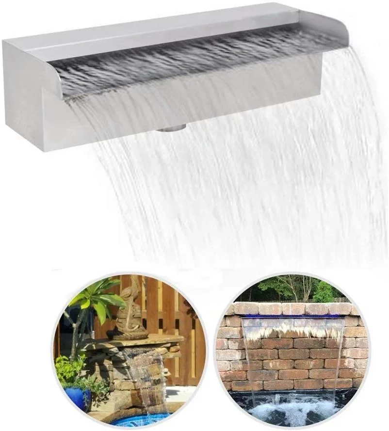 آبنمای باغی بیرونی، آبشار استیل ضد زنگ استخر آبشار نقره ای مستطیلی برکه شنا آبنمای باغی بیرونی، آبشار استیل ضد زنگ استخر آبشار نقره ای مستطیلی برکه شنا