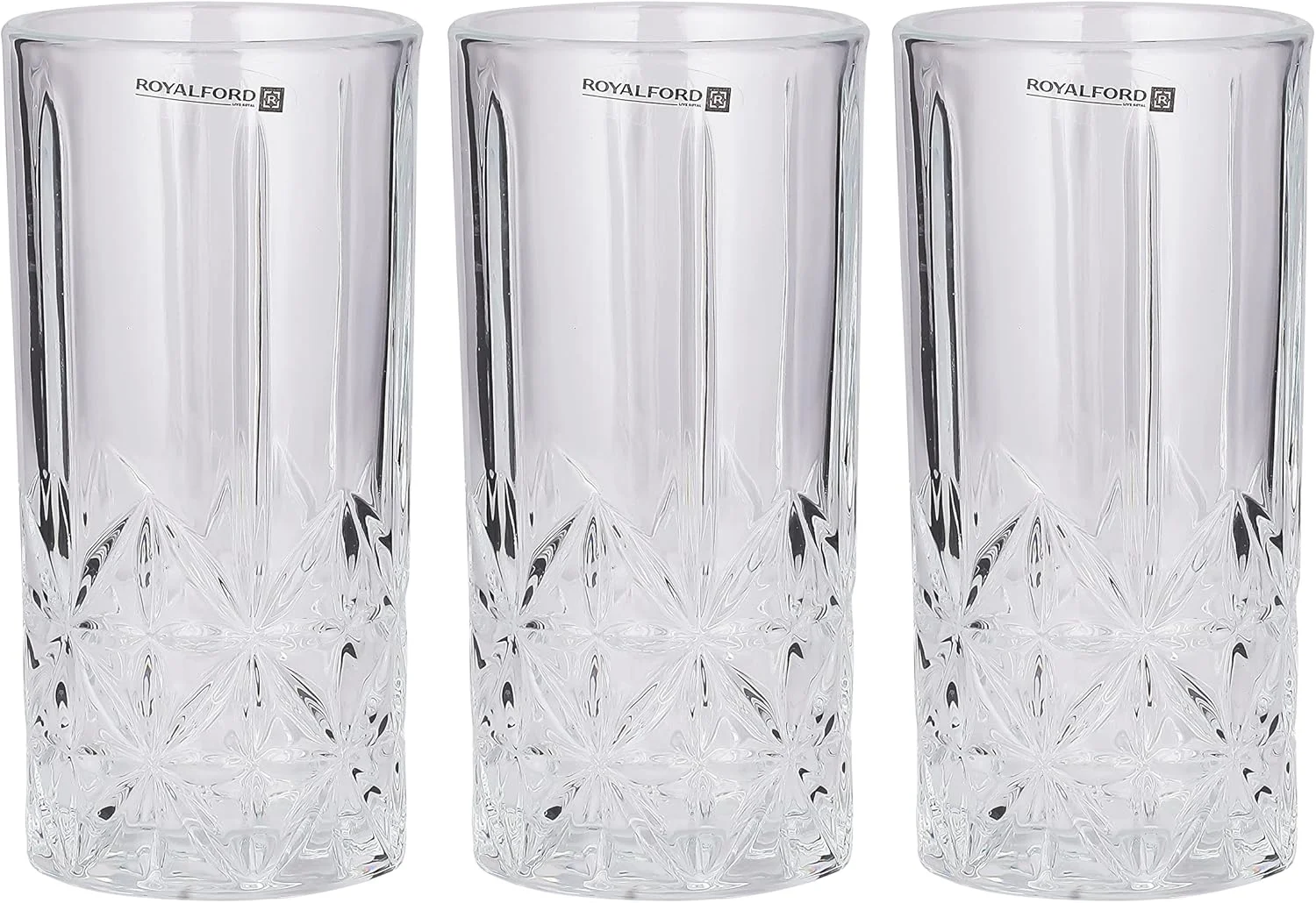 Royalford 360 ML (12.0 OZ) Transparent Glass Tumbler Set- RF11662 Multi-Purpose, Perfect for Hot and Cold Beverages like Tea, Coffee, Water, Juices Pack of 3