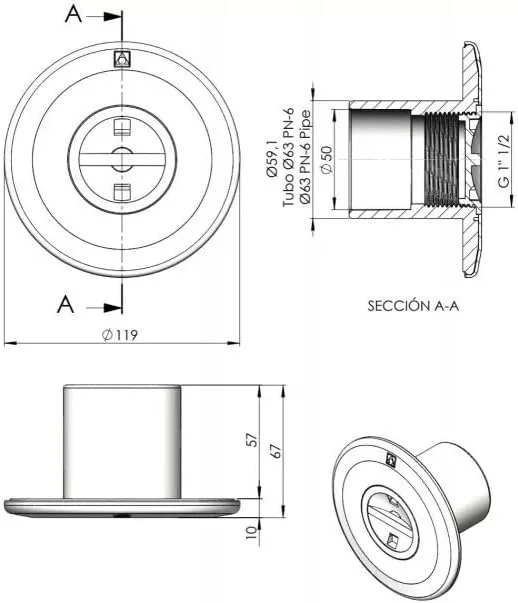 نازل جاروبرقی استخر، سفید، سازگار با استخرهای بتنی، چسبی نازل جاروبرقی استخر، سفید، سازگار با استخرهای بتنی، چسبی