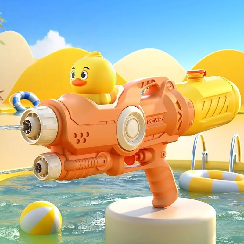 تفنگ آب پاش دو نازله ارتقا یافته جدید، تفنگ آب پاش فشار قوی، آب پاش آتش بازی، تفنگ آب پاش، اسباب بازی های استخر تابستانی برای مهمانی استخر ساحلی در فضای باز (اردک)