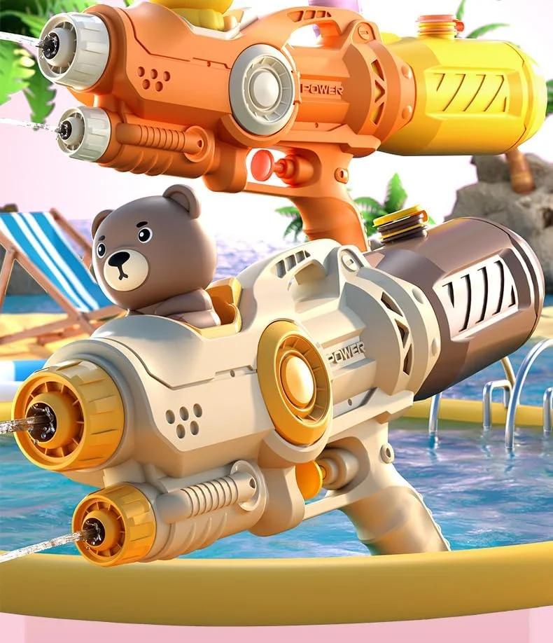 تفنگ آب پاش دو نازله ارتقا یافته جدید، تفنگ آب پاش فشار قوی، آب پاش آتش بازی، تفنگ آب پاش، اسباب بازی های استخر تابستانی برای مهمانی استخر ساحلی در فضای باز (اردک)