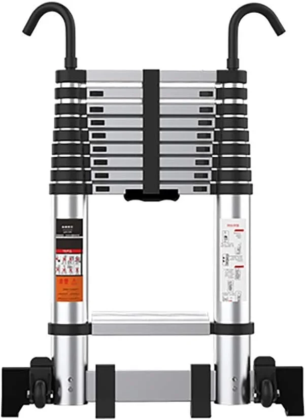 نردبان قایقی آلومینیومی تاشو، با قلاب و میله تثبیت کننده و چرخ، نردبان تلسکوپی بلند چند منظوره، نردبان کشویی قابل حمل بلند (اندازه: 7 متر / 23 فوت)