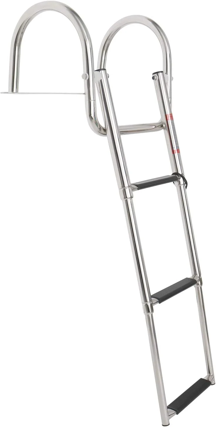 نردبان قایق استیل ضد زنگ Amarine Made، نردبان تلسکوپی 3 پله داخلی، نردبان تاشو اسکله برای قایق تفریحی دریایی استخر شنا