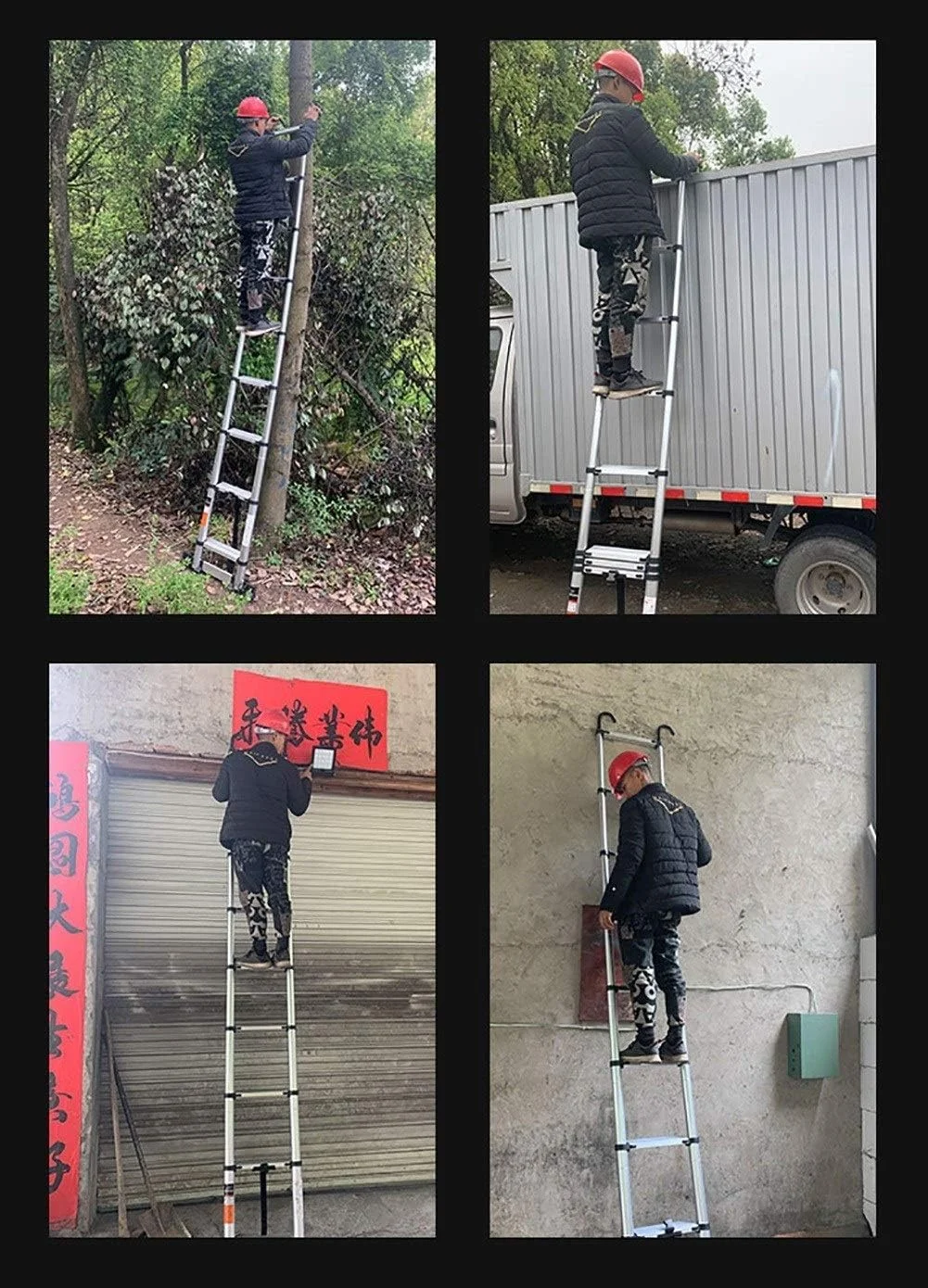 نردبان قایقی آلومینیومی تاشو، با قلاب و میله تثبیت کننده و چرخ، نردبان تلسکوپی بلند چند منظوره، نردبان کشویی قابل حمل بلند (اندازه: 7 متر / 23 فوت) نردبان قایقی آلومینیومی تاشو، با قلاب و میله تثبیت کننده و چرخ، نردبان تلسکوپی بلند چند منظوره، نردبان کشویی قابل حمل بلند (اندازه: 7 متر / 23 فوت)