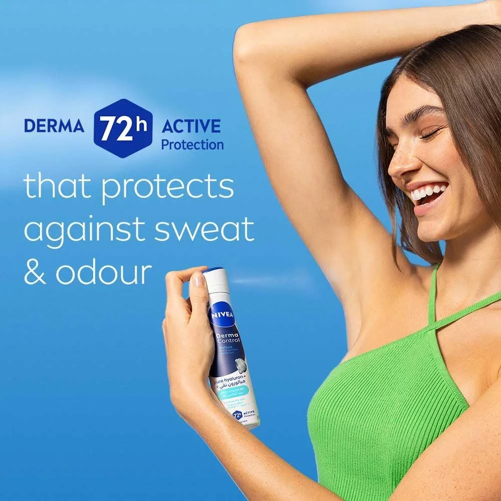 اسپری ضد تعریق نیوآ Derma Control Defend Extra Comfort، 150 میلی لیتر، حاوی هیالورون خالص و پرو ویتامین B5، محافظت 72 ساعته اسپری ضد تعریق نیوآ Derma Control Defend Extra Comfort، 150 میلی لیتر، حاوی هیالورون خالص و پرو ویتامین B5، محافظت 72 ساعته