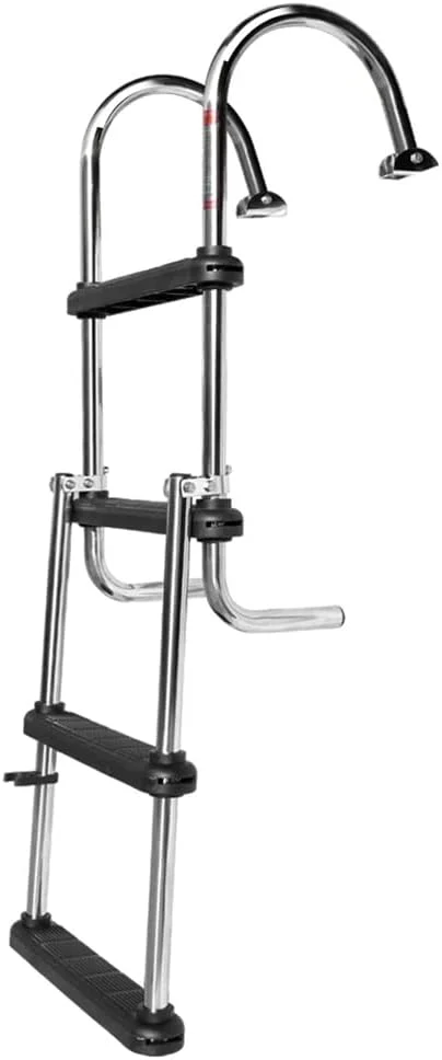 نردبان قایق داخلی 4/5 پله DHXYZM، نردبان تلسکوپی استیل ضد زنگ، نردبان تاشو اسکله برای قایق تفریحی دریایی استخر شنا