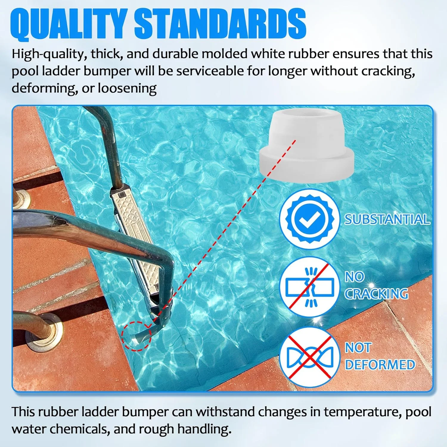 محافظ نردبان استخر داخل زمینی - درپوش لاستیکی انتهای نردبان استخر مناسب لوله های استاندارد 1.9 اینچی استخر، درپوش ضربه گیر برای پله های نردبان استخرهای داخل زمینی (بسته 2 عددی، سفید) محافظ نردبان استخر داخل زمینی - درپوش لاستیکی انتهای نردبان استخر مناسب لوله های استاندارد 1.9 اینچی استخر، درپوش ضربه گیر برای پله های نردبان استخرهای داخل زمینی (بسته 2 عددی، سفید)