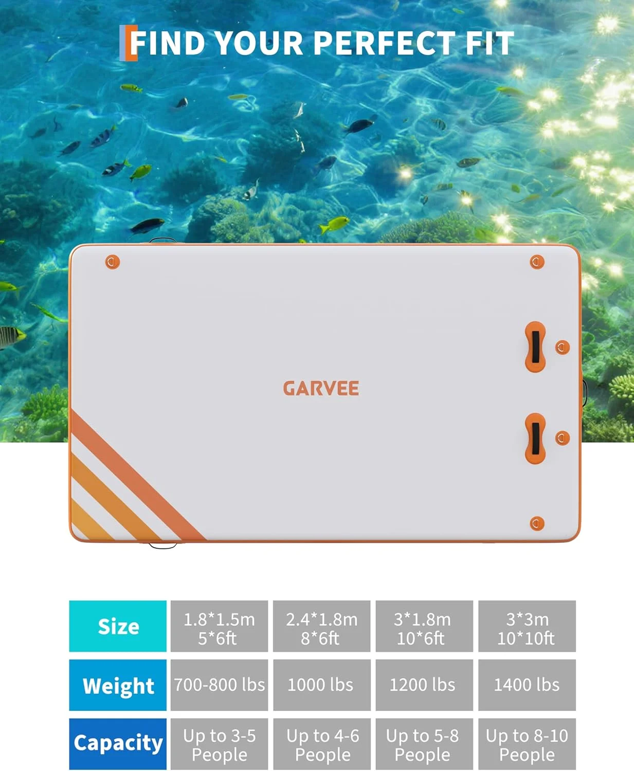 سکوی بادی شناور، جزیره شناور با نردبان طنابی، سطح ضد لغزش، سکوی شنا در آب مناسب استخر، ساحل و اقیانوس