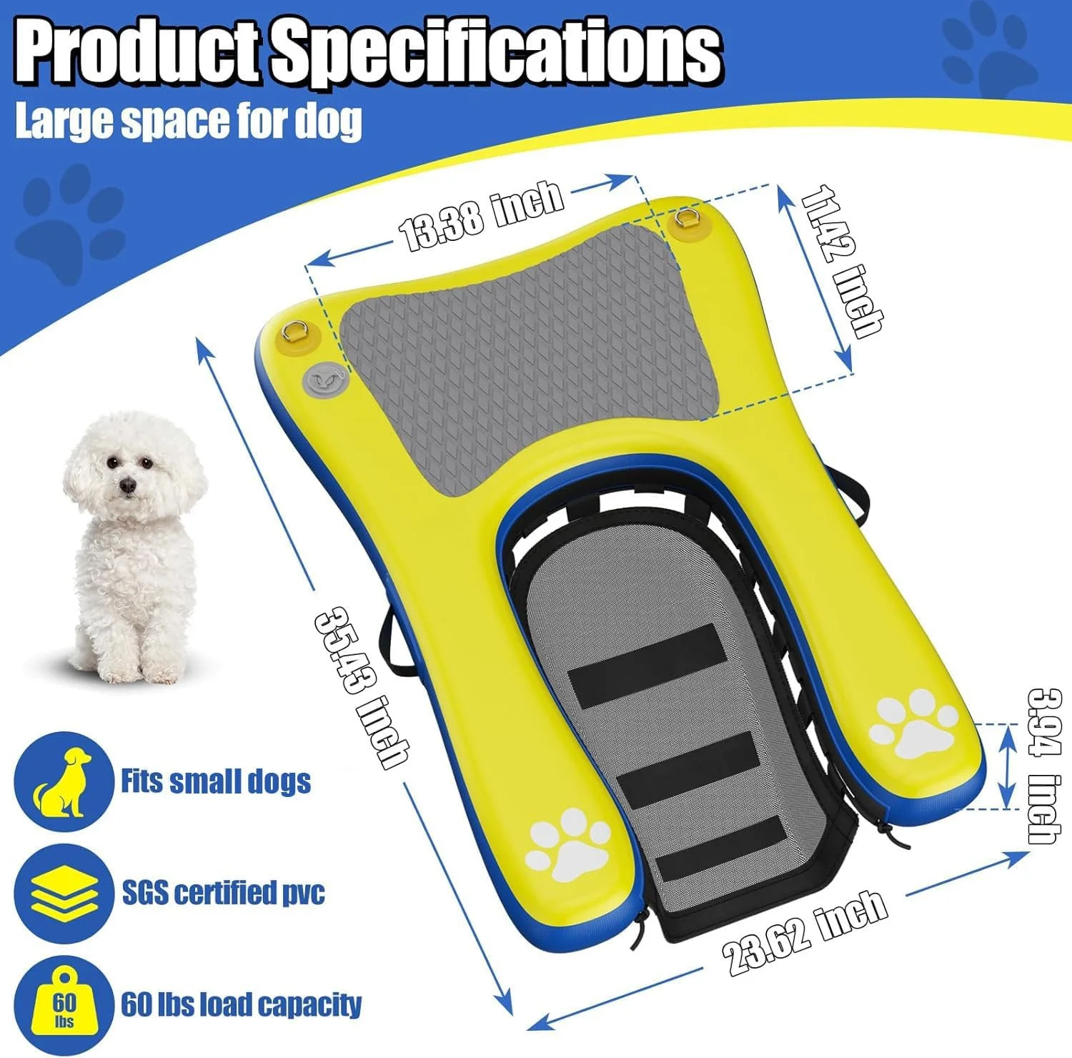 Inflatable Dog Pool Float Dock Platform for Small Dogs Up to 60 lbs, Dog Pool Ramp Ladder with Non Slip Steps | Dog Floats Water Ramp for Boat, Inground Pool, Lake | Heavy Duty Floating Ramp Plank Inflatable Dog Pool Float Dock Platform for Small Dogs Up to 60 lbs, Dog Pool Ramp Ladder with Non Slip Steps | Dog Floats Water Ramp for Boat, Inground Pool, Lake | Heavy Duty Floating Ramp Plank