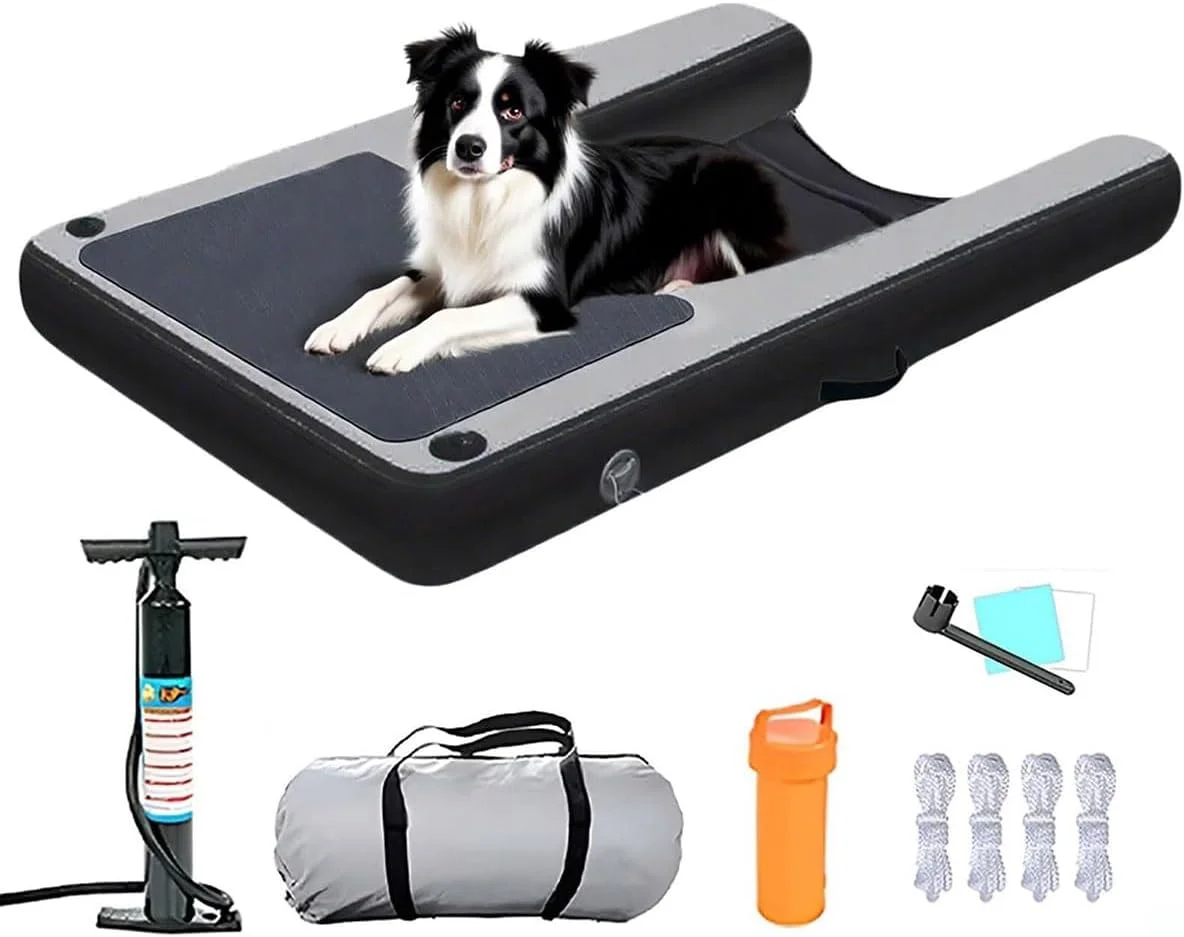 رمپ آبی بادی شناور سگ با پله پایدار، رمپ قایق سگ ضد لغزش EVA، نردبان شناور آبی قایق سگ قابل استفاده مجدد، برای دریاچه ها، اسکله ها، رودخانه و استخر های روی زمین