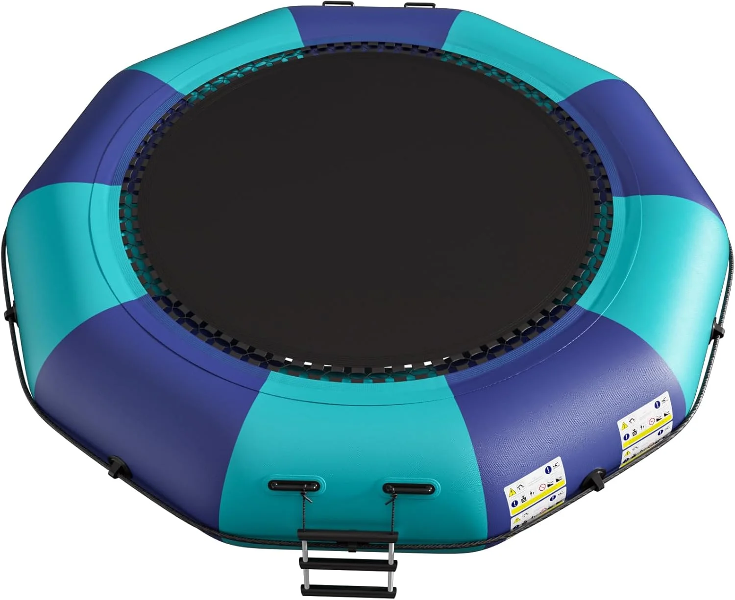 ترامپولین آبی بادی 1.8/3/3.6/4.5 متری، جامپینگ آبی تفریحی، ریباندر شناور بزرگسالان و جوانان با نردبان 4 پله، سکوی شنا بادی قابل حمل برای استخر، دریاچه، ورزش های آبی