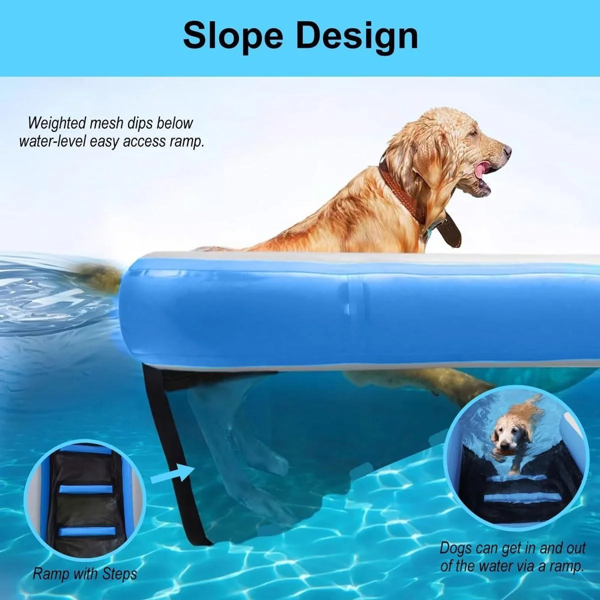 رمپ آبی بادی شناور سگ با پله پایدار، رمپ قایق سگ ضد لغزش EVA، نردبان شناور آبی قایق سگ قابل استفاده مجدد، برای دریاچه ها، اسکله ها، رودخانه و استخر های روی زمین رمپ آبی بادی شناور سگ با پله پایدار، رمپ قایق سگ ضد لغزش EVA، نردبان شناور آبی قایق سگ قابل استفاده مجدد، برای دریاچه ها، اسکله ها، رودخانه و استخر های روی زمین