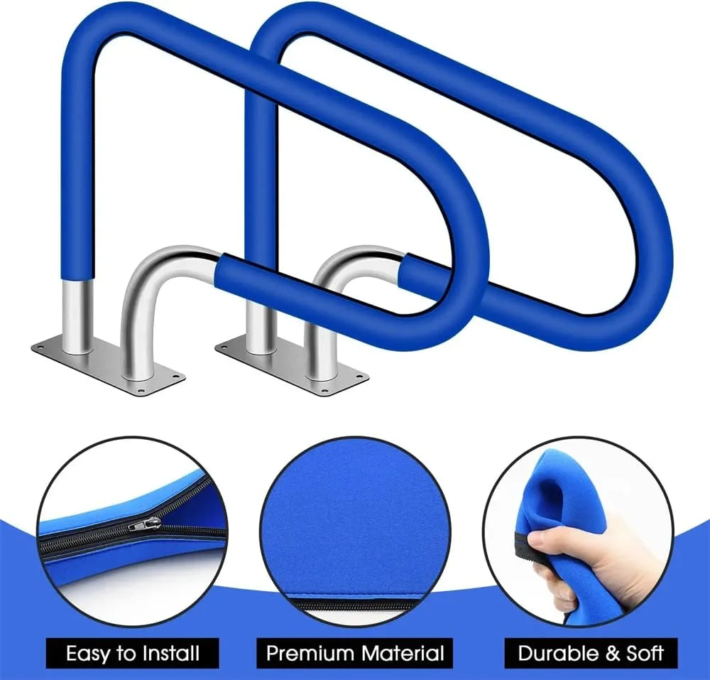 Pool Handrail Cover, Pool Rail Grip Hand Rail Covers, Safety Grip Sleeve with Zipper, Neoprene Hand Grip Rail Slip Cover for Swimming Pool Inground Ladder Handles Hand Railing Covers Grips (4 Feet)