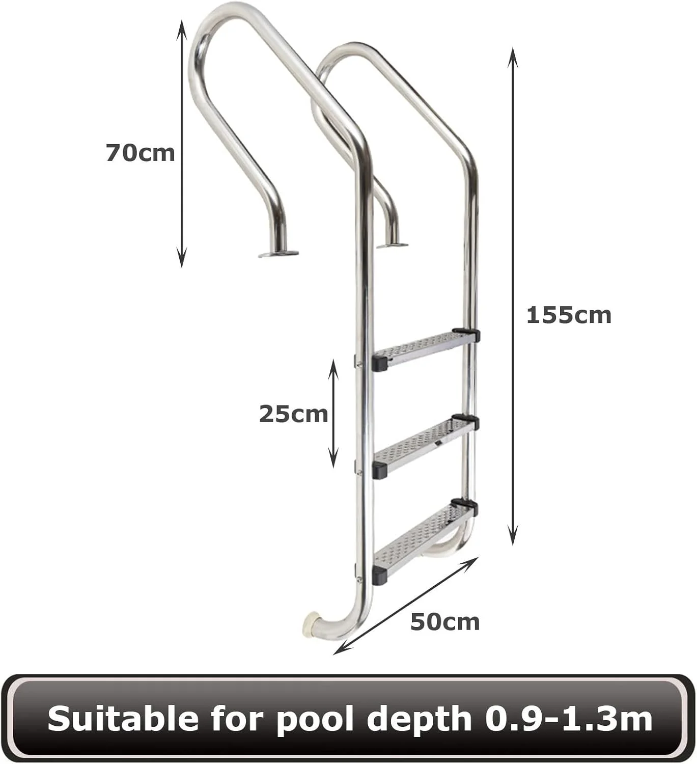 نردبان استخر 3 پله استیل ضد زنگ باغی - ضد لغزش و سنگین برای مونتاژ آسان در داخل/خارج از منزل - ضخامت 1.0 میلی متر (اندازه: 1.0 میلی متر) نردبان استخر 3 پله استیل ضد زنگ باغی - ضد لغزش و سنگین برای مونتاژ آسان در داخل/خارج از منزل - ضخامت 1.0 میلی متر (اندازه: 1.0 میلی متر)