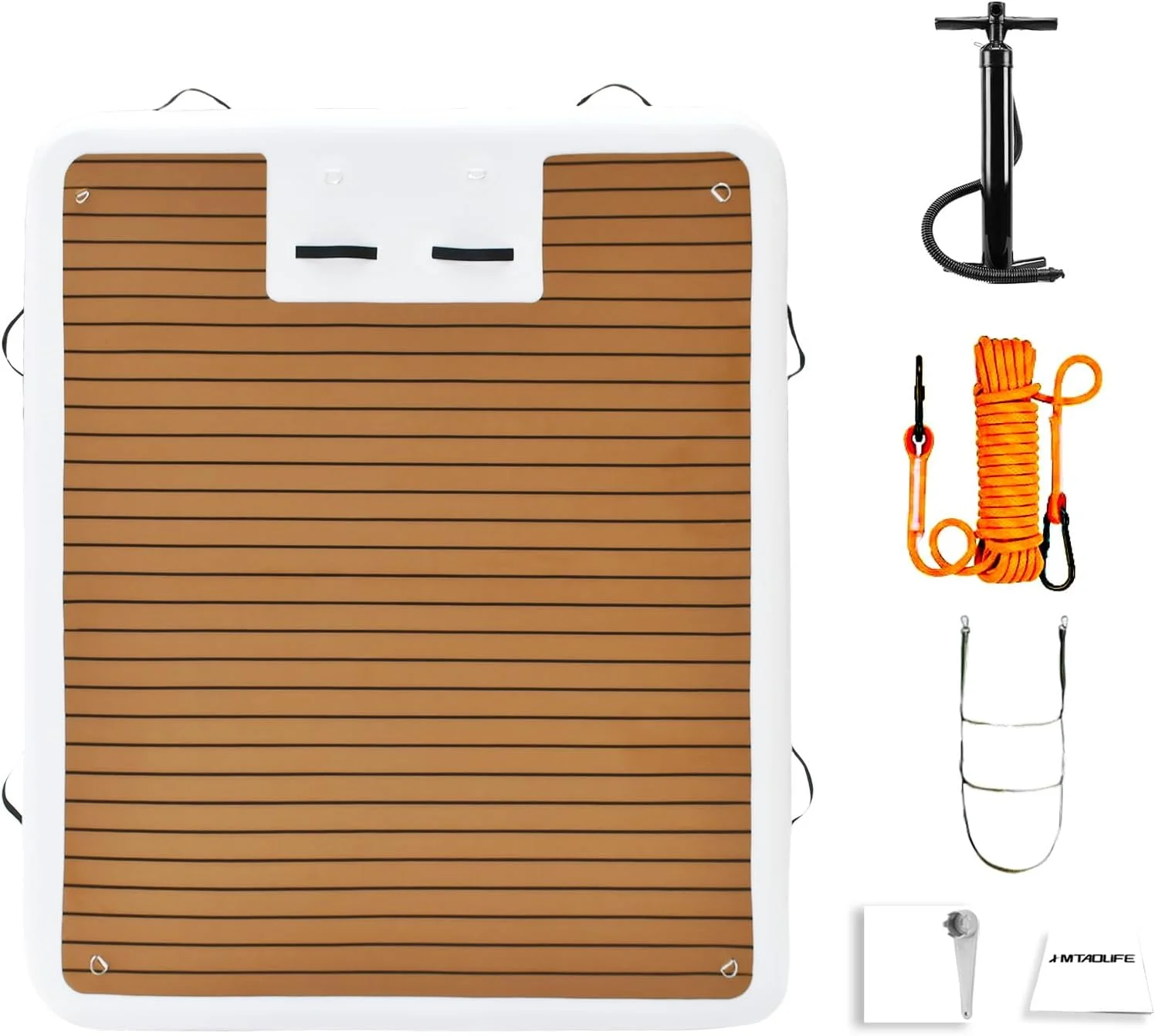 سکوی شناور بادی Hmtaolife با طرح چوب و EVA، سکوی شناور غیر لغزنده برای شنا، سکوی قایق شناور با نردبان جداشدنی، مناسب دریاچه، استخر و اقیانوس سکوی شناور بادی Hmtaolife با طرح چوب و EVA، سکوی شناور غیر لغزنده برای شنا، سکوی قایق شناور با نردبان جداشدنی، مناسب دریاچه، استخر و اقیانوس