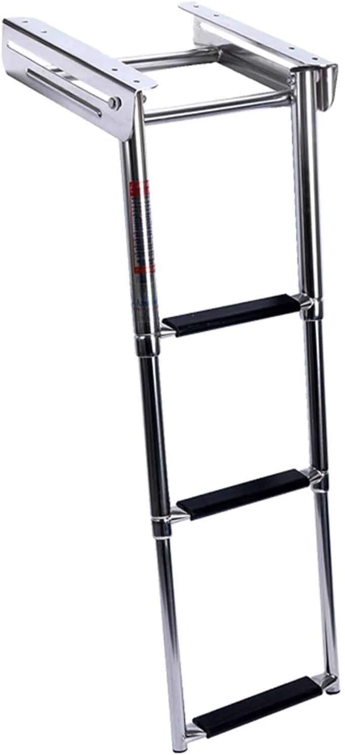 نردبان تاشو پلتفرمی برای قایق، مناسب برای پانتون، قایق تفریحی، استخر شنا، موتورهای قایق و اسکله قایق، ساخته شده از فولاد ضد زنگ، تحمل وزن 150 کیلوگرم (اندازه: 4 پله) (3)