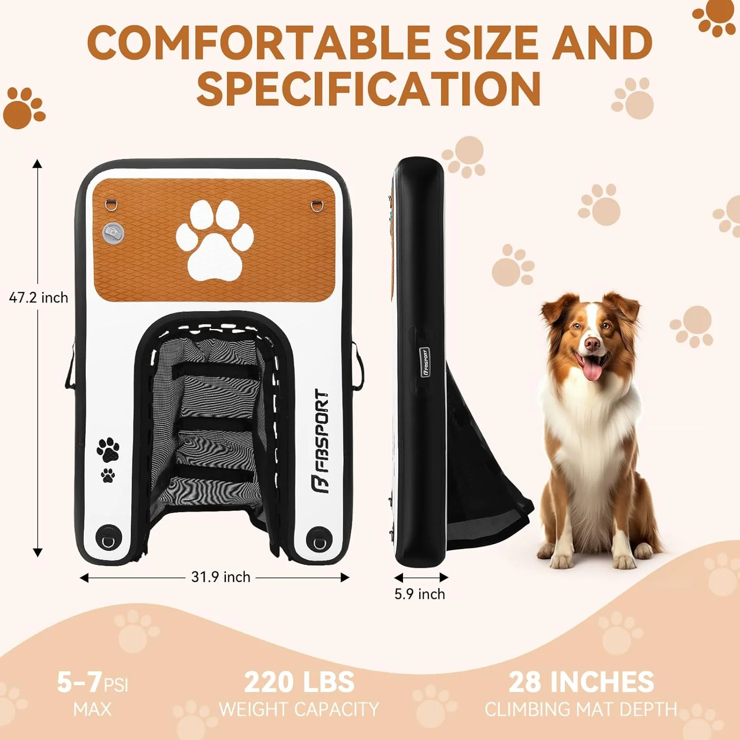 رمپ بادی استخر سگ FBSPORT، نردبان رمپ آبی اسکله سگ EVA ضد لغزش برای دریاچه، پله های شناور ایمن قایق توله سگ تا 90 کیلوگرم بزرگ، سکوی دسترسی آسان با کیف حمل رمپ بادی استخر سگ FBSPORT، نردبان رمپ آبی اسکله سگ EVA ضد لغزش برای دریاچه، پله های شناور ایمن قایق توله سگ تا 90 کیلوگرم بزرگ، سکوی دسترسی آسان با کیف حمل