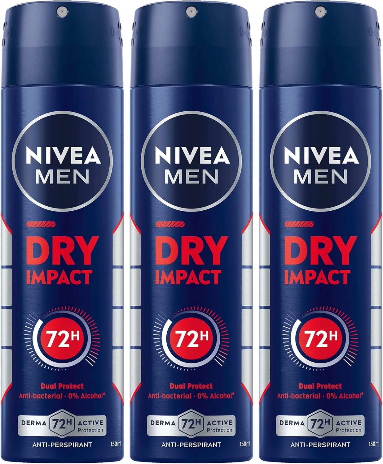 اسپری ضد تعریق مردانه نیوآ، محافظت 48 ساعته، اثر خشک، 3x150 میلی لیتر