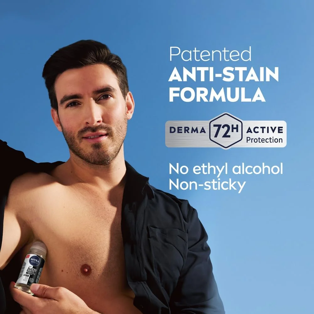 رول ضد تعریق مردانه نیوآ Black & White Invisible، اورجینال، محافظت فعال 72 ساعته، 5IN1، ضد بو، عرق، لکه، رسوبات و تحریک، 50 میلی لیتر رول ضد تعریق مردانه نیوآ Black & White Invisible، اورجینال، محافظت فعال 72 ساعته، 5IN1، ضد بو، عرق، لکه، رسوبات و تحریک، 50 میلی لیتر