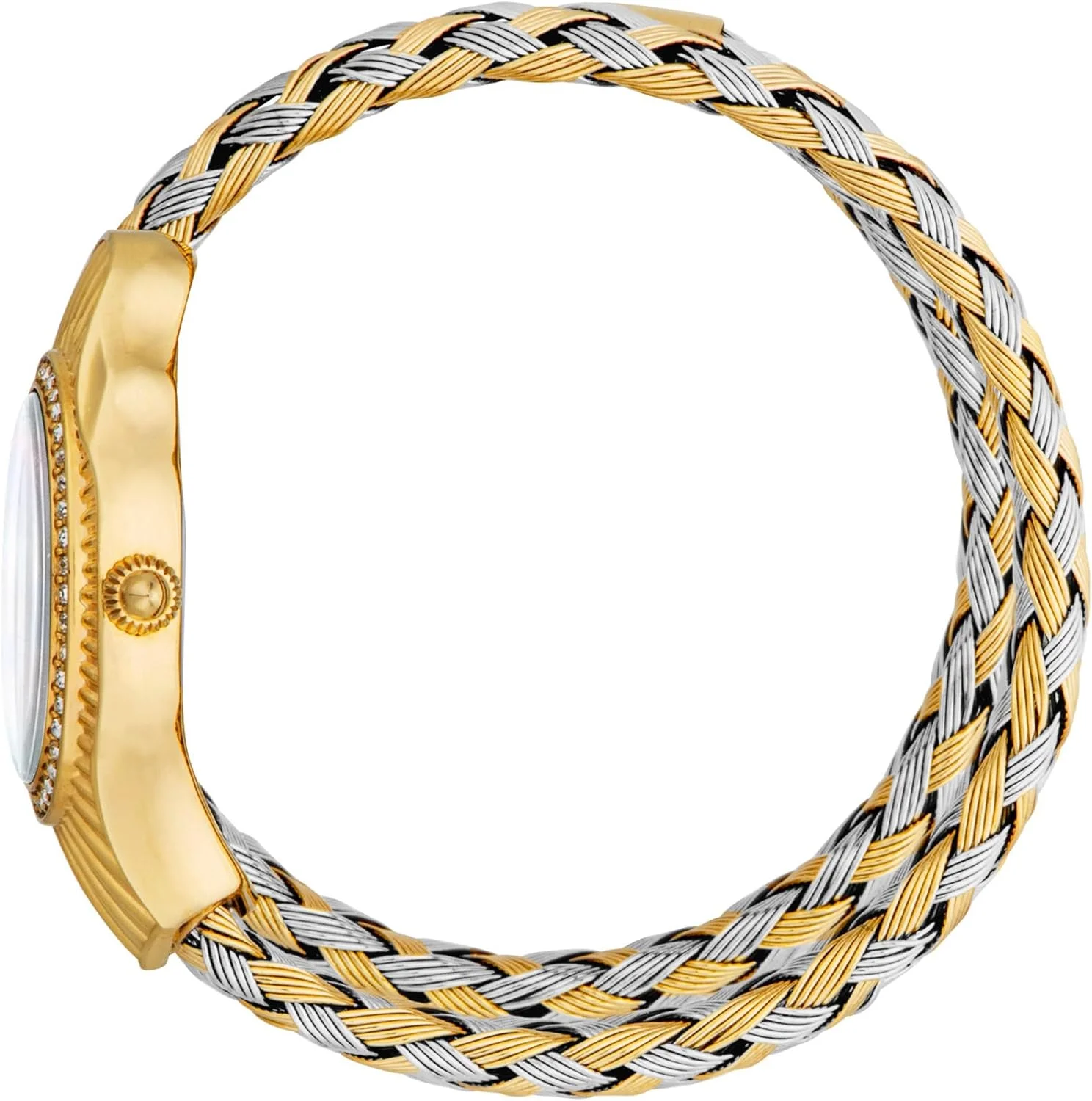 ساعت مچی زنانه جاست کاوالی، قاب طلایی رنگ، صفحه صدف سفید، دستبند فلزی دو رنگ نقره ای و طلایی، دو عقربه، 3 ATM ساعت مچی زنانه جاست کاوالی، قاب طلایی رنگ، صفحه صدف سفید، دستبند فلزی دو رنگ نقره ای و طلایی، دو عقربه، 3 ATM