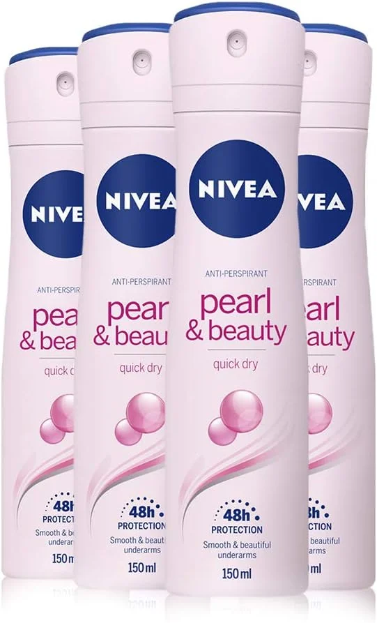 مام ضد تعریق زنانه نیوآ Pearl & Beauty، بسته 4 عددی (4 عدد 150 میلی لیتر)، محافظت 48 ساعته، اسپری ضد تعریق زنانه، با رایحه ملایم و عصاره مروارید مام ضد تعریق زنانه نیوآ Pearl & Beauty، بسته 4 عددی (4 عدد 150 میلی لیتر)، محافظت 48 ساعته، اسپری ضد تعریق زنانه، با رایحه ملایم و عصاره مروارید
