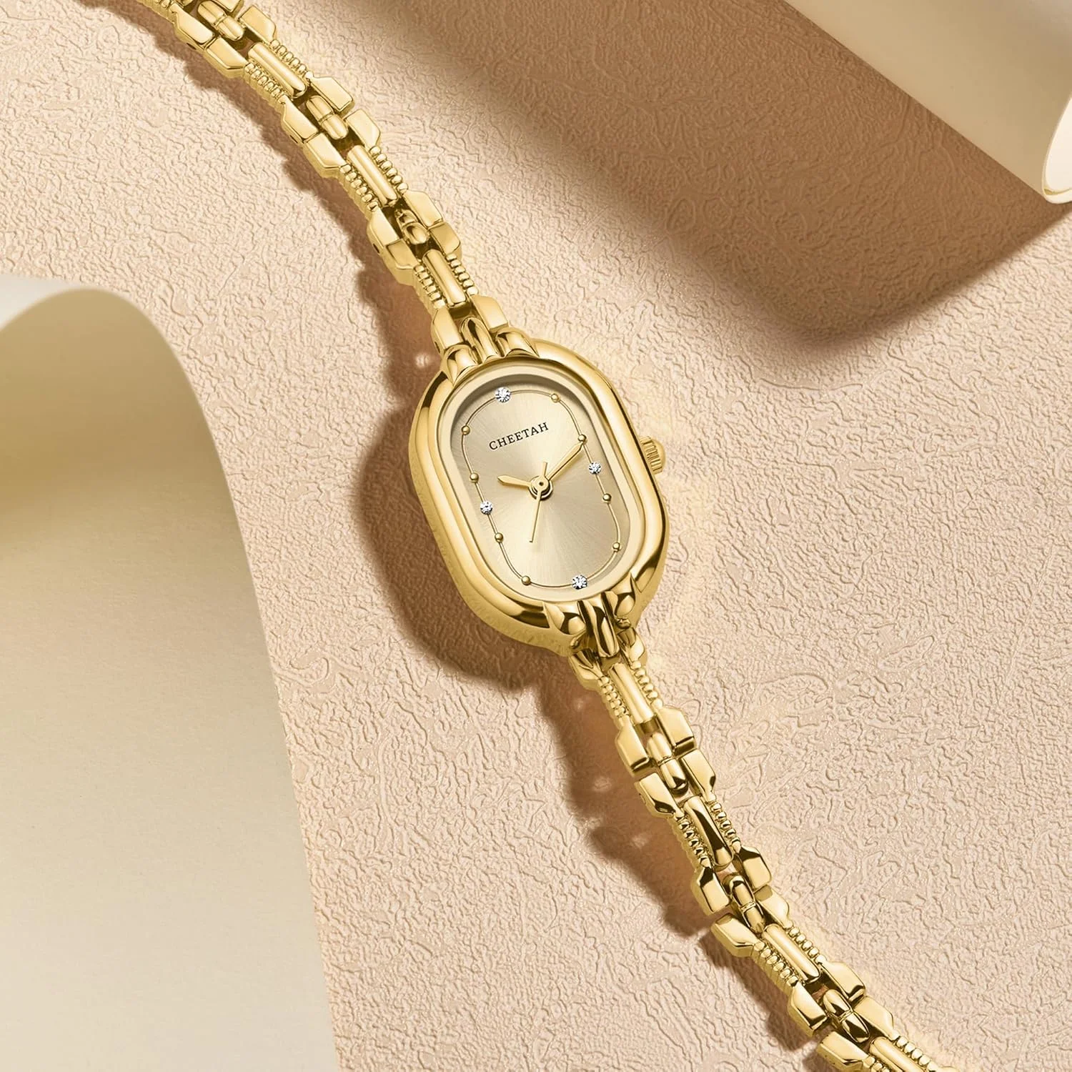 ساعت النگویی طلایی زنانه چیتا، دستبند کوچک وینتیج، صفحه شماره خوانا و ضد آب
