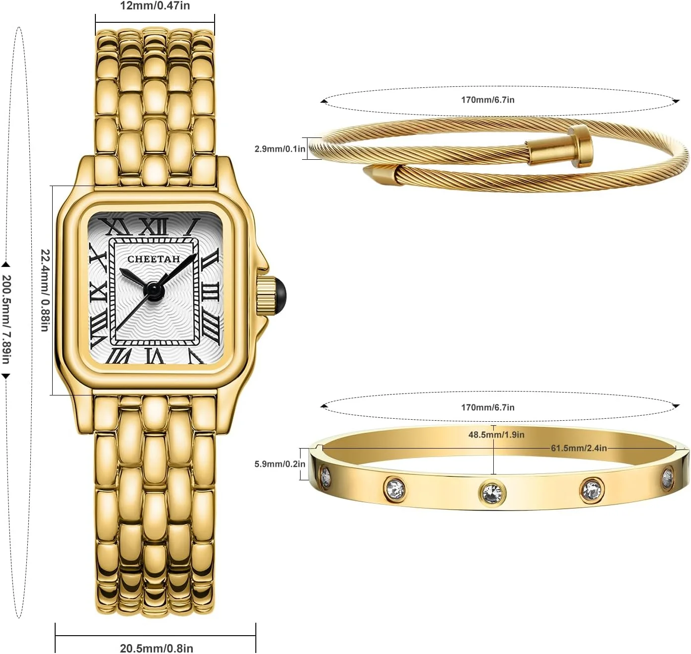 ست ساعت النگویی طلایی زنانه چیتا به همراه دستبند