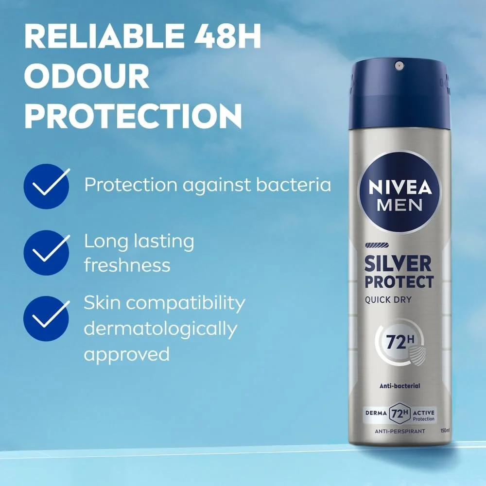 اسپری ضد تعریق مردانه نیوآ مدل Silver Protect، 150 میلی لیتر - بسته 3 عددی اسپری ضد تعریق مردانه نیوآ مدل Silver Protect، 150 میلی لیتر - بسته 3 عددی