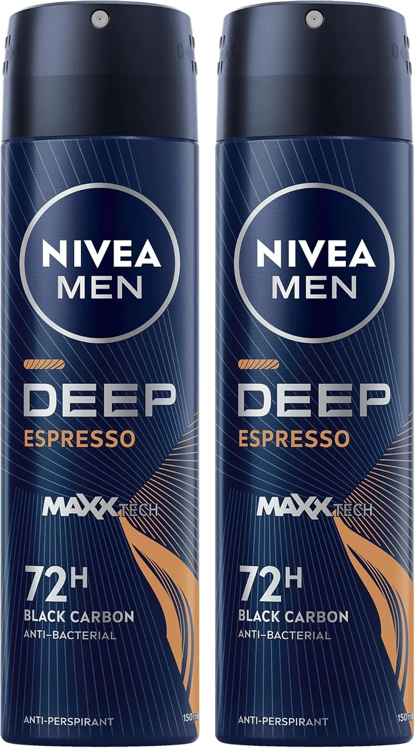 اسپری ضد تعریق مردانه نیوآ، محافظت 72 ساعته، DEEP Black Carbon ضد باکتری، رایحه اسپرسو، 2x150 میلی لیتر اسپری ضد تعریق مردانه نیوآ، محافظت 72 ساعته، DEEP Black Carbon ضد باکتری، رایحه اسپرسو، 2x150 میلی لیتر