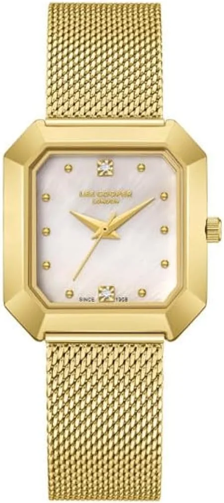 ساعت مچی زنانه لی کوپر، نمایشگر آنالوگ و بند حصیری - LC08027.120، طلایی
