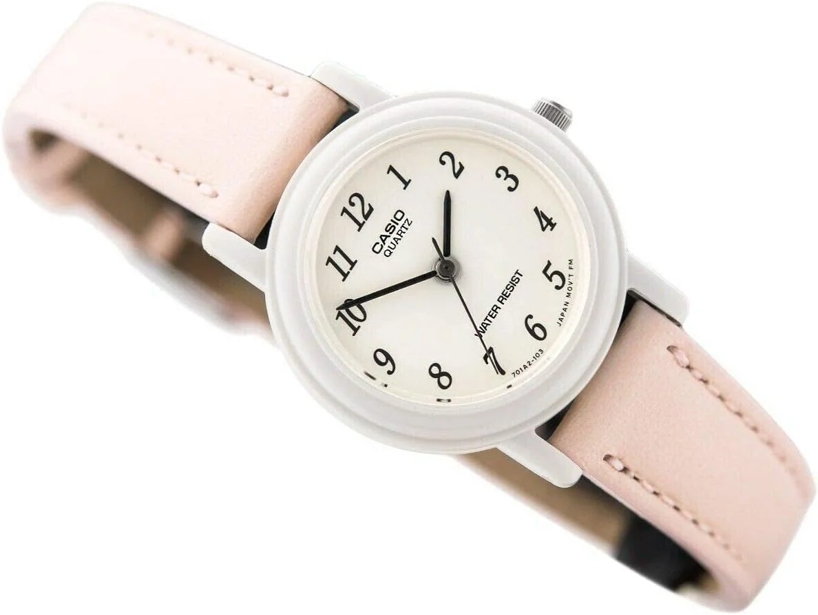 ساعت مچی زنانه کاسیو - مدل LQ-139L-4B2DF صفحه سفید، بند صورتی