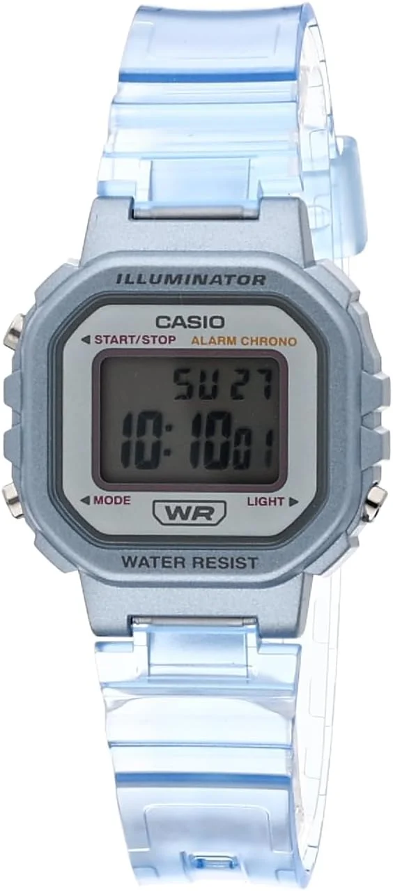 ساعت مچی زنانه کاسیو مدل LA-20WHS-2ADF صفحه شفاف، بند آبی