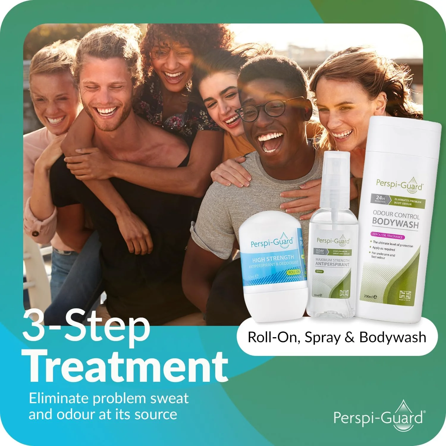 مجموعه سه مرحله ای ضد تعریق پرسپای-گارد - شستشوی بدن کنترل کننده بو (200 میلی لیتر)، رول ضد تعریق قوی 48 ساعته برای تعریق بیش از حد و اسپری ضد تعریق با حداکثر قدرت (50 میلی لیتر)