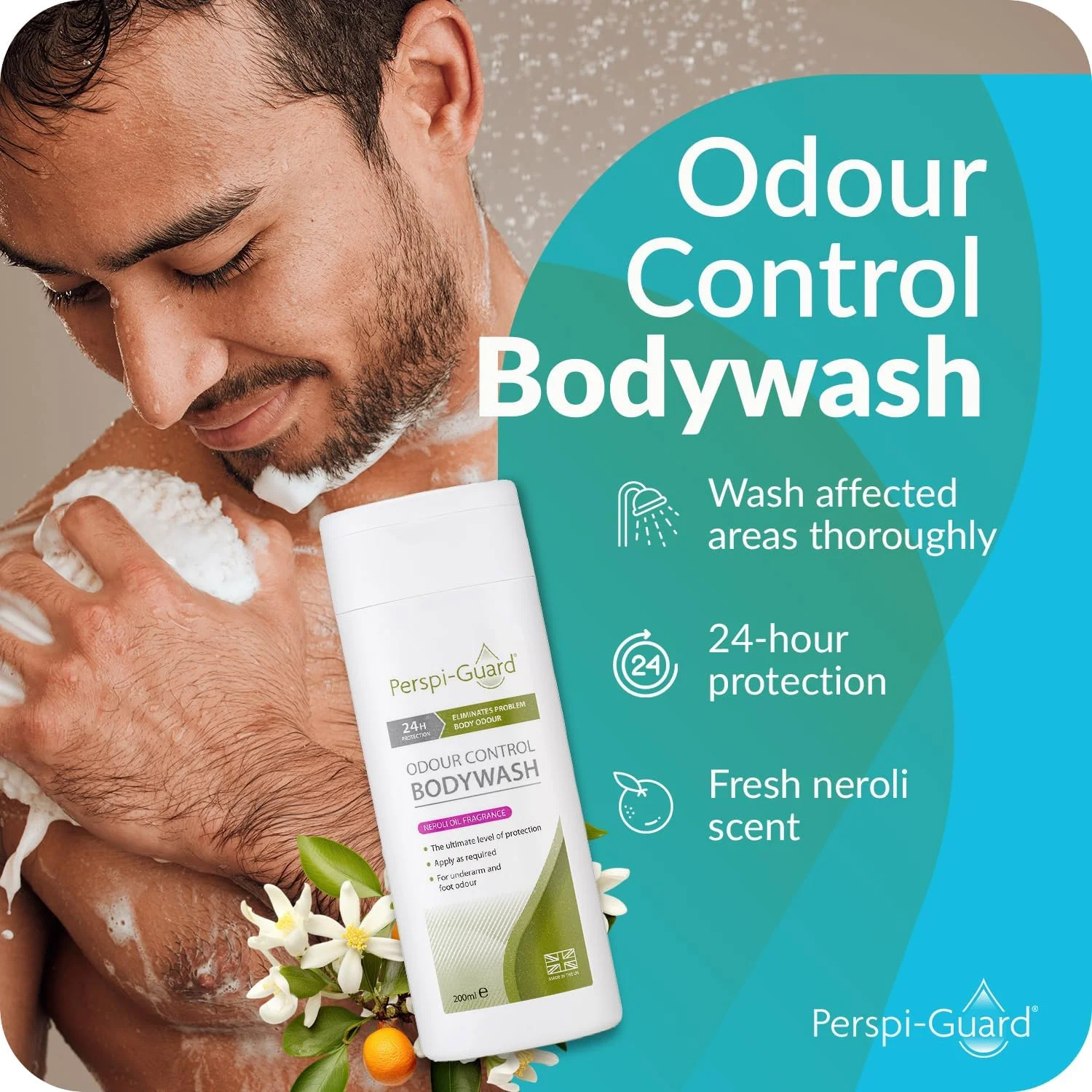 مجموعه سه مرحله ای ضد تعریق پرسپای-گارد - شستشوی بدن کنترل کننده بو (200 میلی لیتر)، رول ضد تعریق قوی 48 ساعته برای تعریق بیش از حد و اسپری ضد تعریق با حداکثر قدرت (50 میلی لیتر)