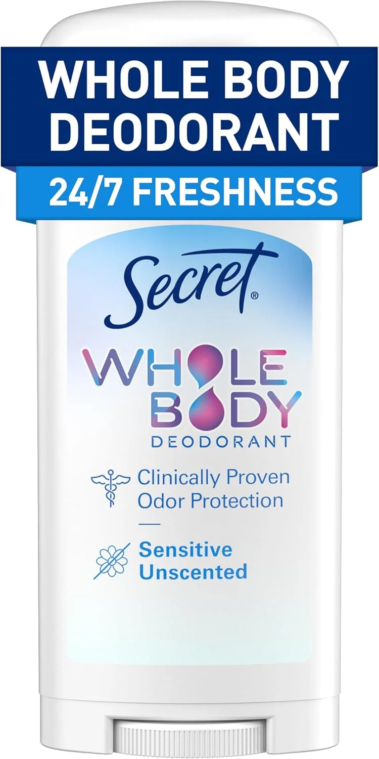 Secret Whole Body Deodorant Stick for Women, Unscented, Aluminum Free Deoderant Stick, 72 HR Odor Protection, 2.4 oz Secret Whole Body Deodorant Stick for Women, Unscented, Aluminum Free Deoderant Stick, 72 HR Odor Protection, 2.4 oz