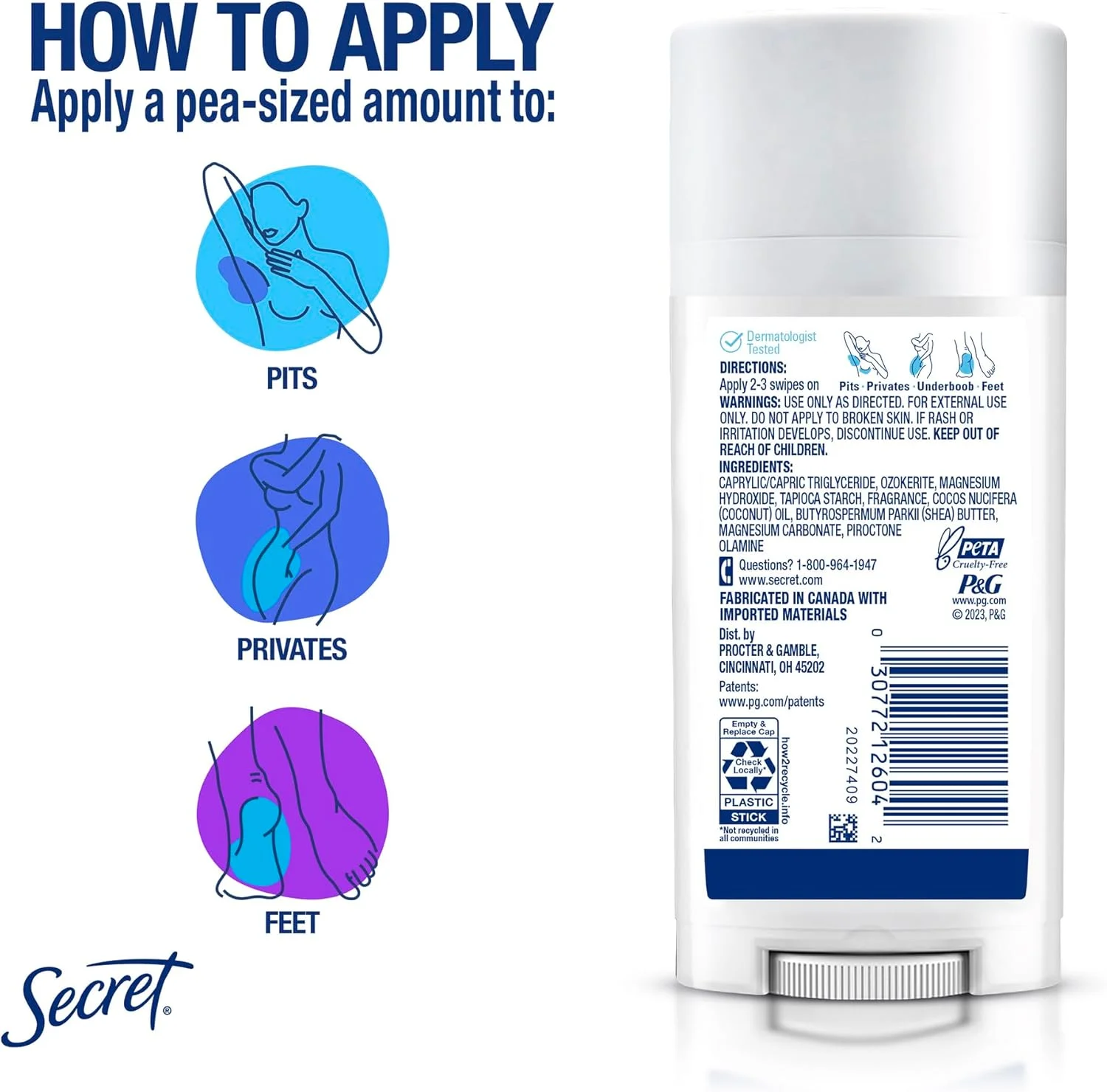 Secret Whole Body Deodorant Stick for Women, Unscented, Aluminum Free Deoderant Stick, 72 HR Odor Protection, 2.4 oz Secret Whole Body Deodorant Stick for Women, Unscented, Aluminum Free Deoderant Stick, 72 HR Odor Protection, 2.4 oz