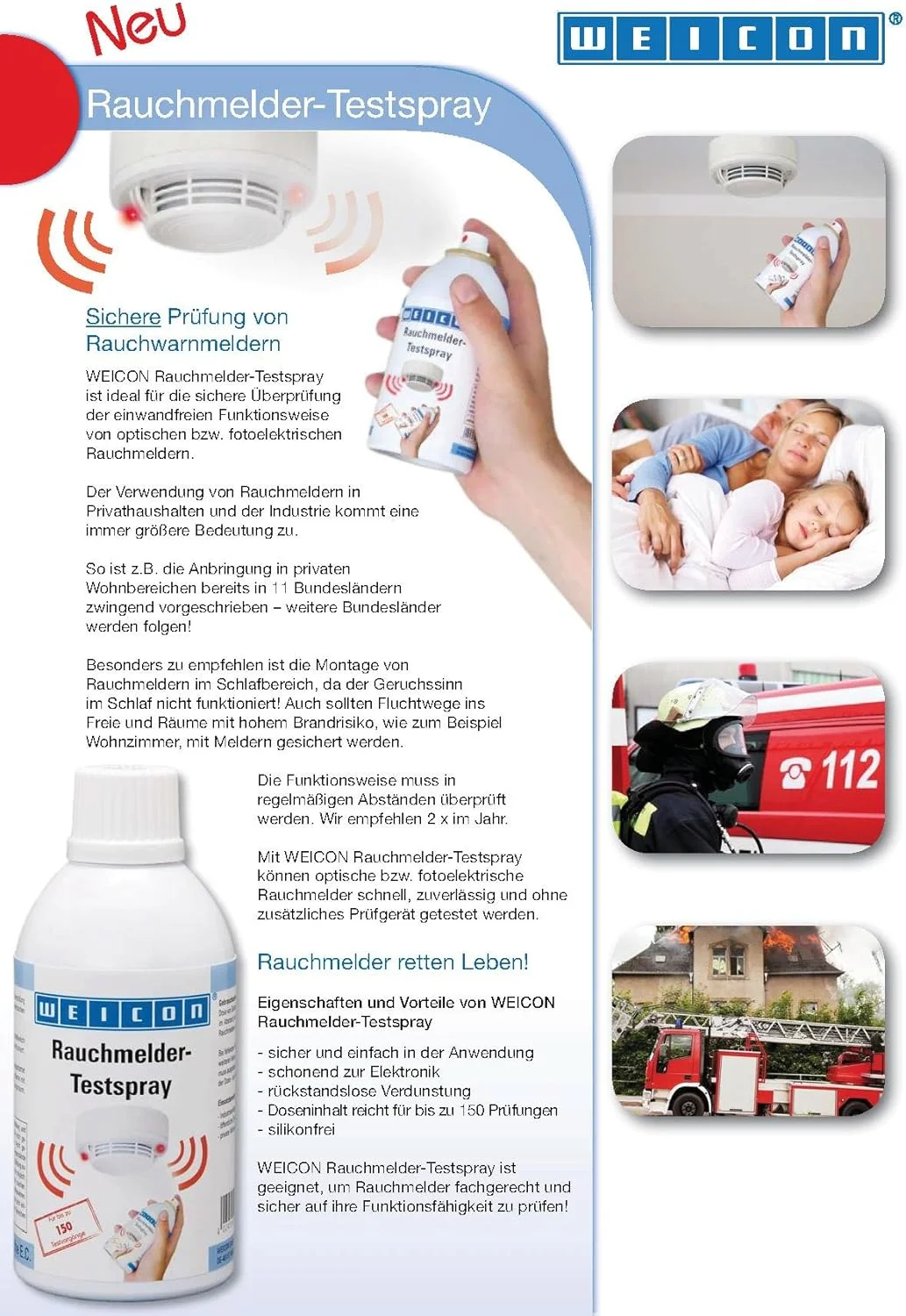 اسپری تست دتکتور دود WEICON | 250 میلی لیتر | گاز تست بدون باقیمانده برای دتکتورهای دود اسپری تست دتکتور دود WEICON | 250 میلی لیتر | گاز تست بدون باقیمانده برای دتکتورهای دود