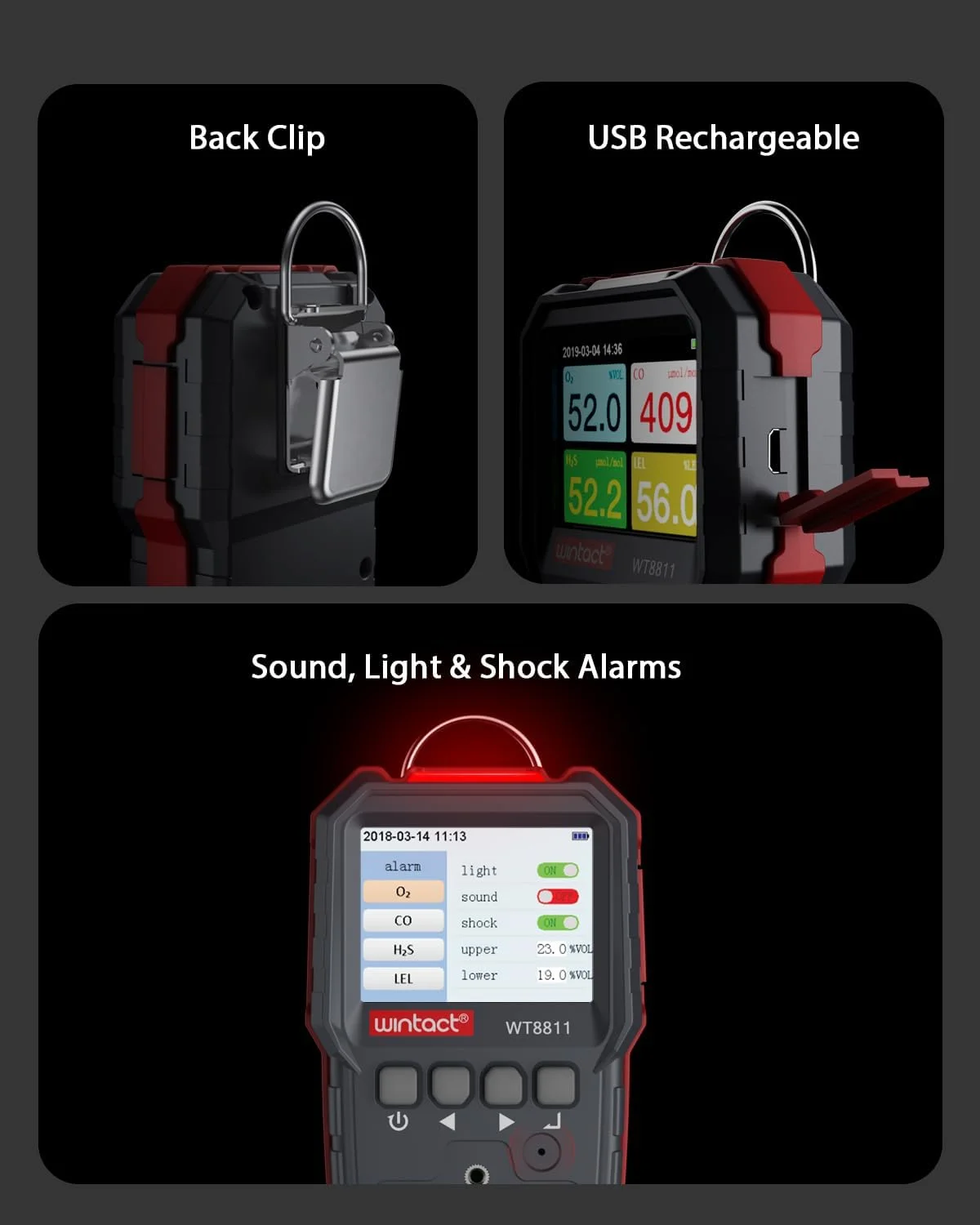 دستگاه تشخیص نشت گاز 4 در 1 وینتکت، مانیتور چندگانه آلارم گازهای قابل اشتعال، گاز طبیعی، متان، پروپان، مونوکسید کربن، سولفید هیدروژن، اکسیژن برای خانه، RV، فاضلاب دستگاه تشخیص نشت گاز 4 در 1 وینتکت، مانیتور چندگانه آلارم گازهای قابل اشتعال، گاز طبیعی، متان، پروپان، مونوکسید کربن، سولفید هیدروژن، اکسیژن برای خانه، RV، فاضلاب