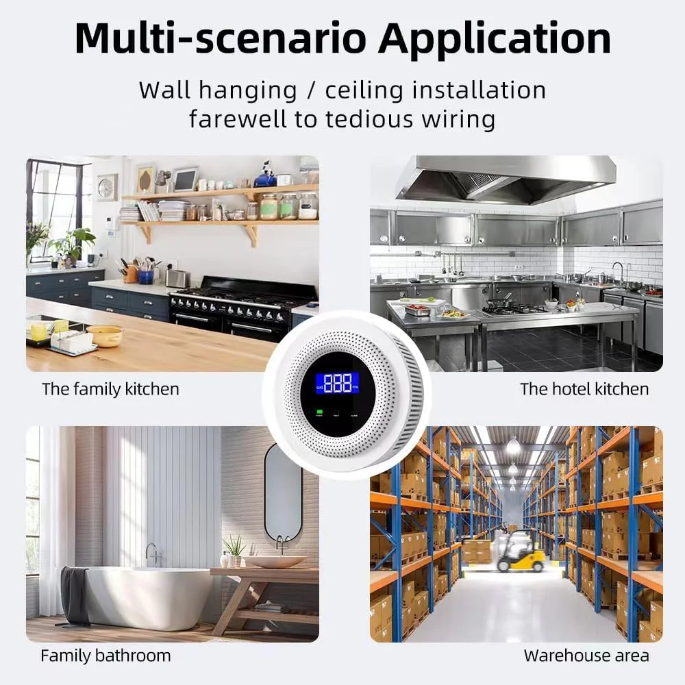 آشکارساز نشت گاز طبیعی وای فای Tuya مدل UanTii، سنسور نشت LPG، آلارم صوتی و کنترل از راه دور 433 مگاهرتز، محافظت از امنیت خانه هوشمند آشکارساز نشت گاز طبیعی وای فای Tuya مدل UanTii، سنسور نشت LPG، آلارم صوتی و کنترل از راه دور 433 مگاهرتز، محافظت از امنیت خانه هوشمند