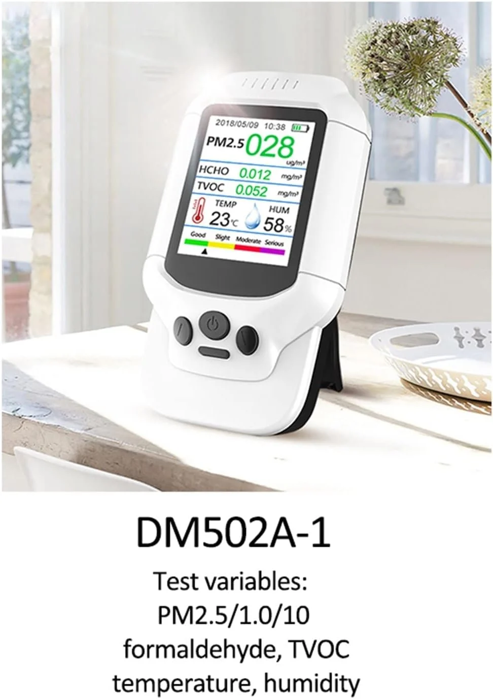 سنسور تشخیص نشت گاز چندگانه HAIRA PM2.5/HCHO/TVOC، تستر آنالیز کیفیت هوا با صفحه نمایش دما و رطوبت، آنالیزور ردیاب گاز فرمالدئید و ازن با دقت و حساسیت بالا (رنگ: 502a1) سنسور تشخیص نشت گاز چندگانه HAIRA PM2.5/HCHO/TVOC، تستر آنالیز کیفیت هوا با صفحه نمایش دما و رطوبت، آنالیزور ردیاب گاز فرمالدئید و ازن با دقت و حساسیت بالا (رنگ: 502a1)