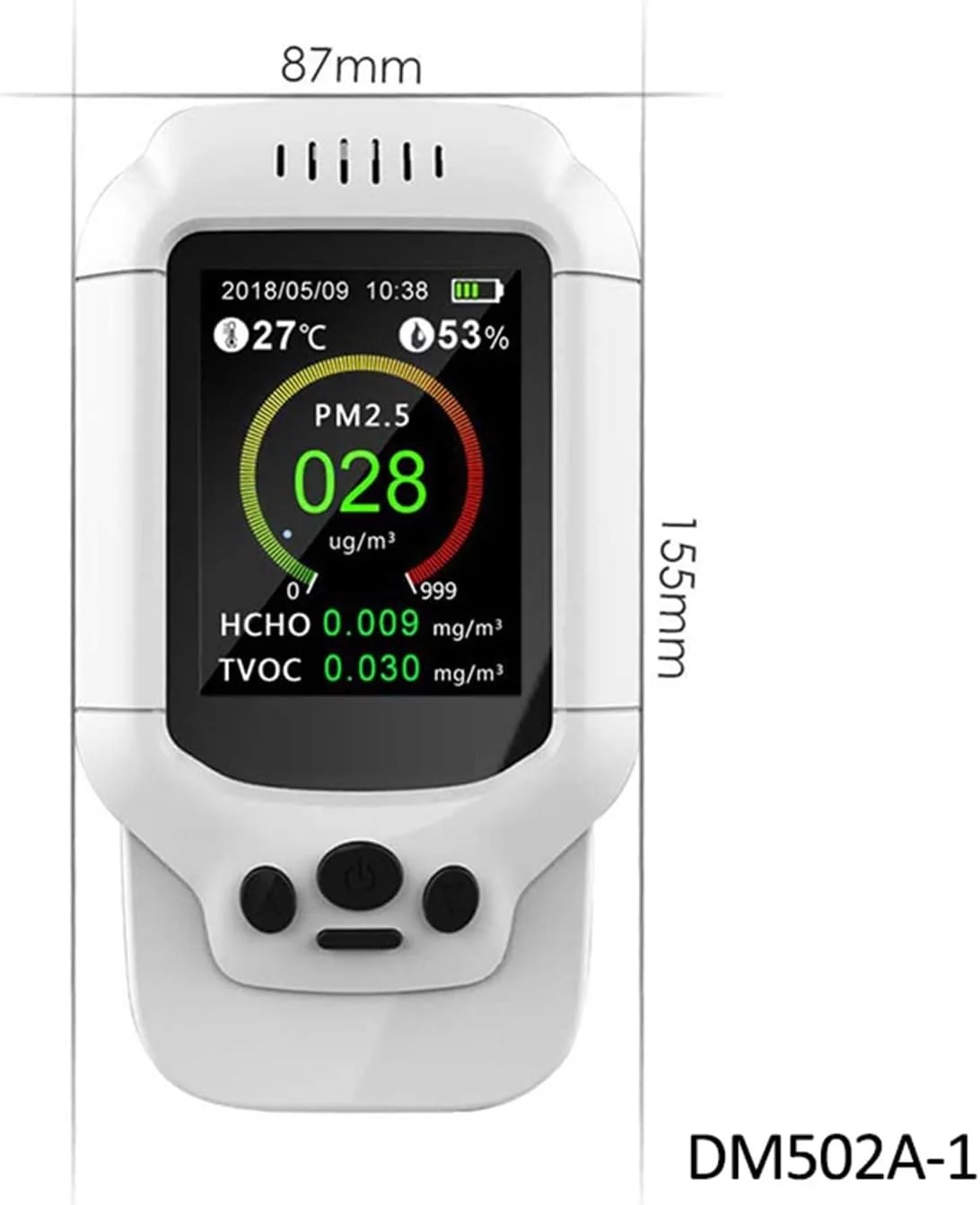 سنسور تشخیص نشت گاز چندگانه HAIRA PM2.5/HCHO/TVOC، تستر آنالیز کیفیت هوا با صفحه نمایش دما و رطوبت، آنالیزور ردیاب گاز فرمالدئید و ازن با دقت و حساسیت بالا (رنگ: 502a1) سنسور تشخیص نشت گاز چندگانه HAIRA PM2.5/HCHO/TVOC، تستر آنالیز کیفیت هوا با صفحه نمایش دما و رطوبت، آنالیزور ردیاب گاز فرمالدئید و ازن با دقت و حساسیت بالا (رنگ: 502a1)