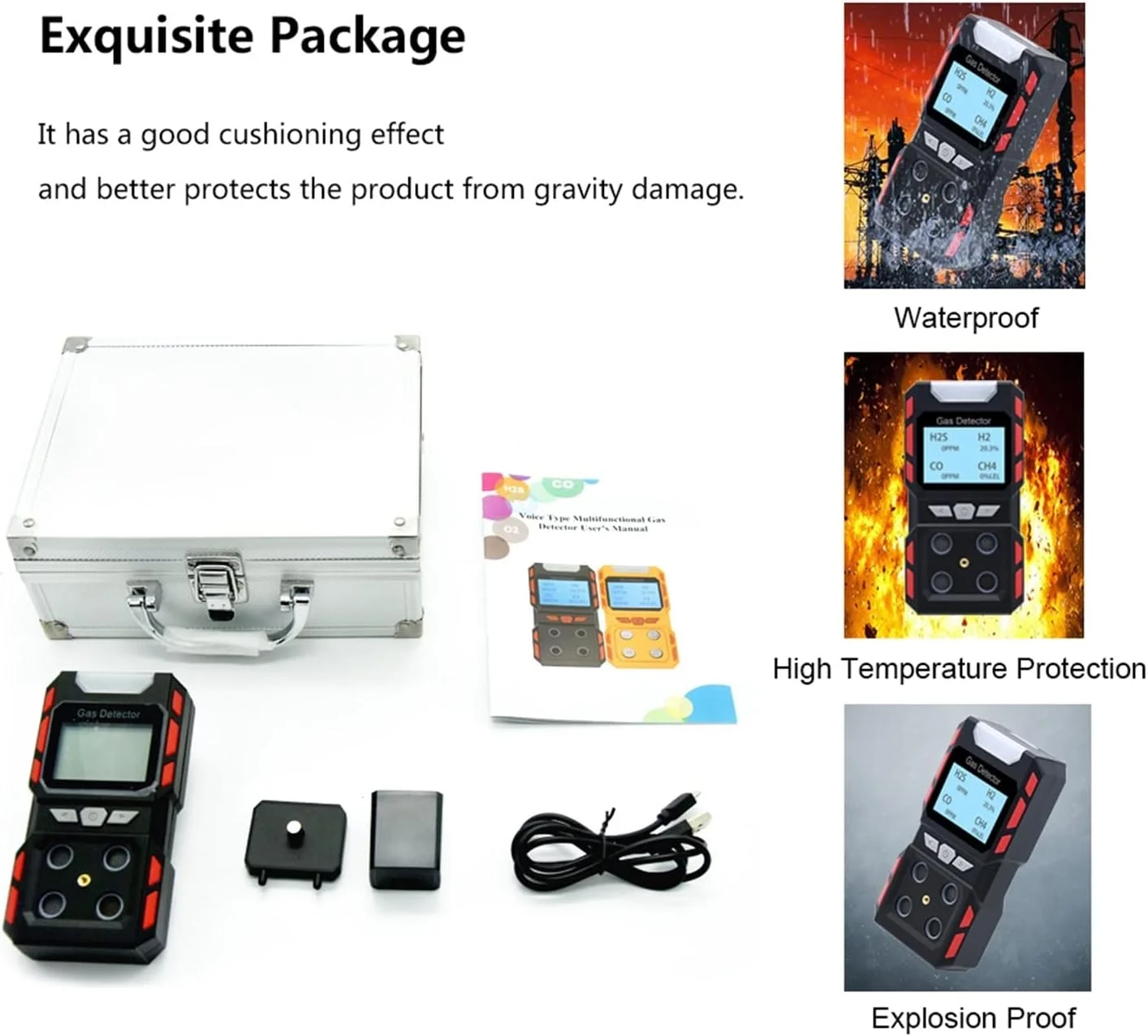 دستگاه تشخیص نشت گاز چندگانه صنعتی مستقل، آنالایزر گاز چندگانه H2S CO O2 EX، ردیاب گازهای قابل اشتعال، سنسور امنیتی آتش نشانی مونوکسید کربن، یادآوری صوتی، دقت و حساسیت بالا (ردیاب گاز B) دستگاه تشخیص نشت گاز چندگانه صنعتی مستقل، آنالایزر گاز چندگانه H2S CO O2 EX، ردیاب گازهای قابل اشتعال، سنسور امنیتی آتش نشانی مونوکسید کربن، یادآوری صوتی، دقت و حساسیت بالا (ردیاب گاز B)