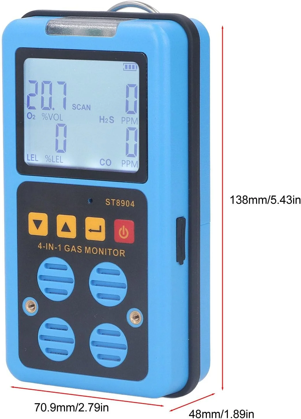دستگاه تشخیص گاز سوراندی، مانیتور 4 گاز H2S O2 CO LEL، نشانگر چندگانه، دستگاه تشخیص گاز قابل حمل 4 در 1، آلارم گاز یاب قابل شارژ با LCD برای مواد شیمیایی، آزمایشگاه دستگاه تشخیص گاز سوراندی، مانیتور 4 گاز H2S O2 CO LEL، نشانگر چندگانه، دستگاه تشخیص گاز قابل حمل 4 در 1، آلارم گاز یاب قابل شارژ با LCD برای مواد شیمیایی، آزمایشگاه