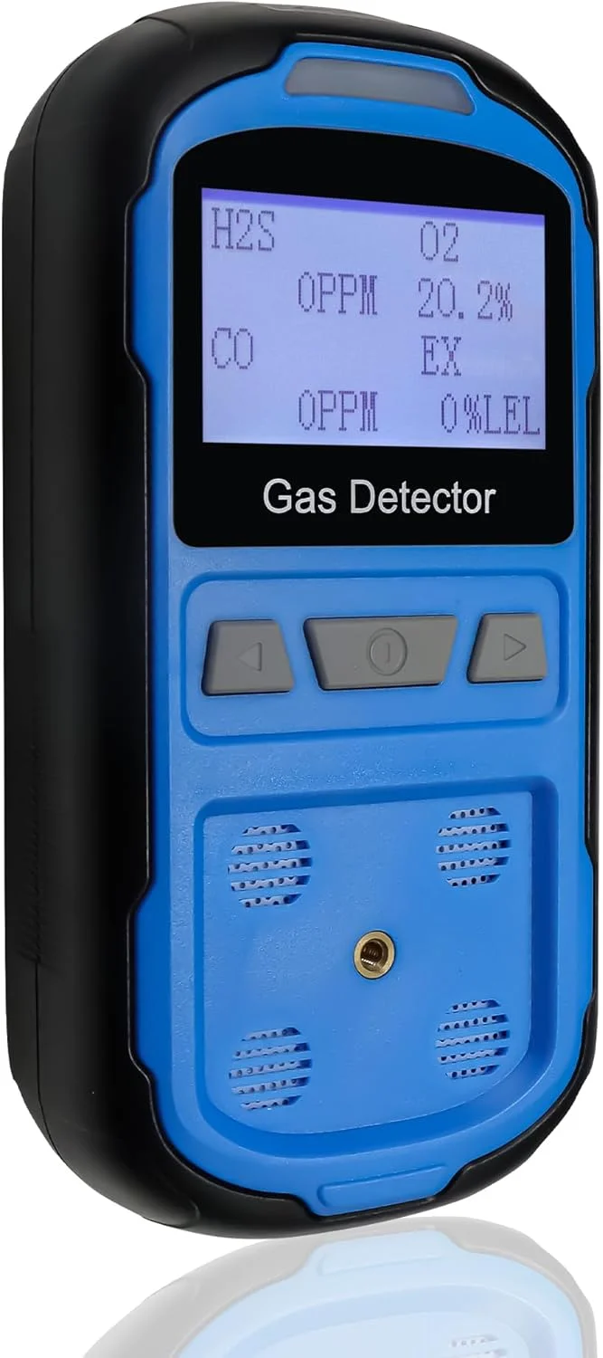 دستگاه تشخیص نشت گاز Scondaor برای H2S CO O2 و LEL، دستگاه تشخیص گاز چندگانه قابل حمل با آلارم های صوتی، تصویری و لرزشی، مانیتور گاز 4 در 1 دستی با صفحه نمایش LCD دیجیتال (آبی) دستگاه تشخیص نشت گاز Scondaor برای H2S CO O2 و LEL، دستگاه تشخیص گاز چندگانه قابل حمل با آلارم های صوتی، تصویری و لرزشی، مانیتور گاز 4 در 1 دستی با صفحه نمایش LCD دیجیتال (آبی)