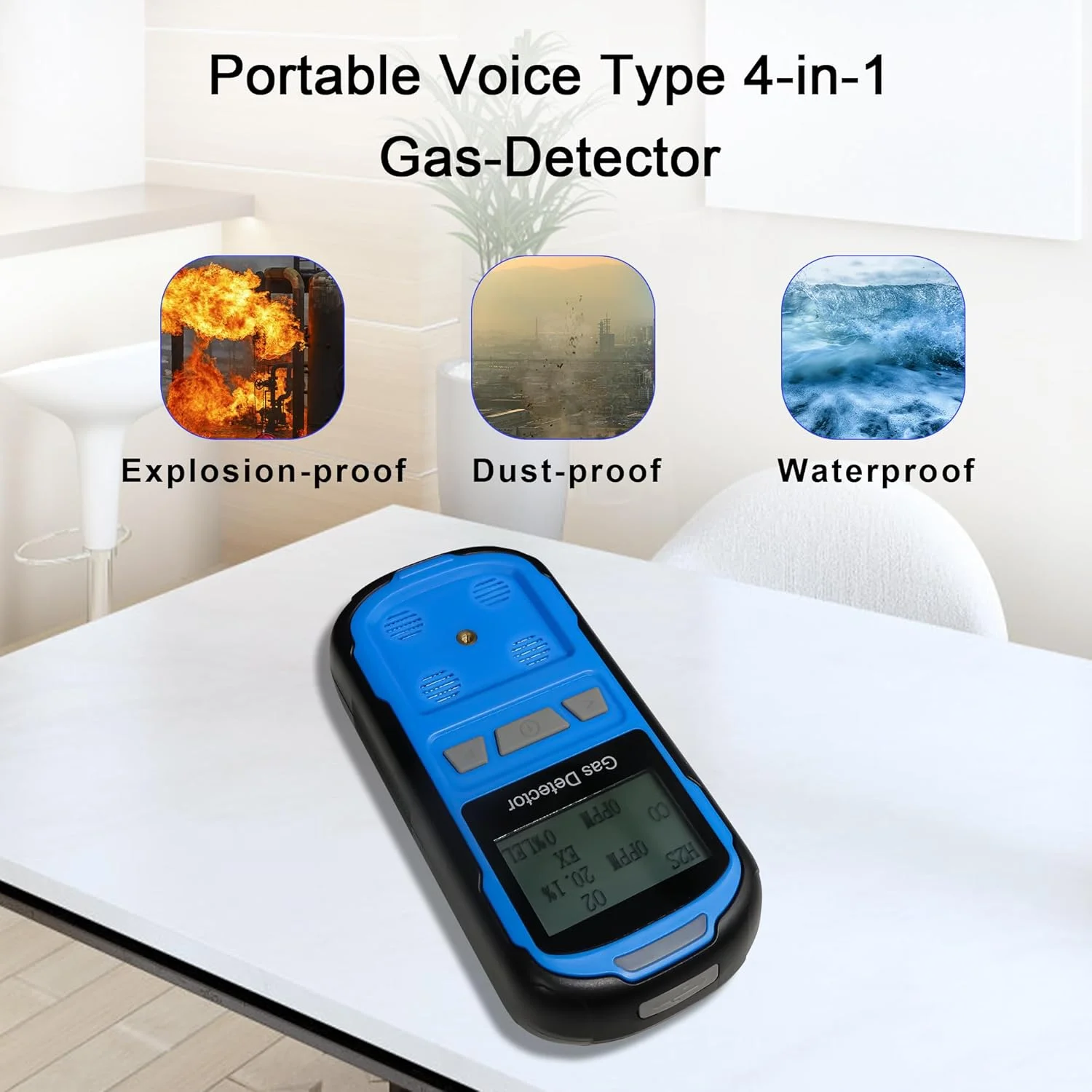 دستگاه تشخیص نشت گاز Scondaor برای H2S CO O2 و LEL، دستگاه تشخیص گاز چندگانه قابل حمل با آلارم های صوتی، تصویری و لرزشی، مانیتور گاز 4 در 1 دستی با صفحه نمایش LCD دیجیتال (آبی) دستگاه تشخیص نشت گاز Scondaor برای H2S CO O2 و LEL، دستگاه تشخیص گاز چندگانه قابل حمل با آلارم های صوتی، تصویری و لرزشی، مانیتور گاز 4 در 1 دستی با صفحه نمایش LCD دیجیتال (آبی)