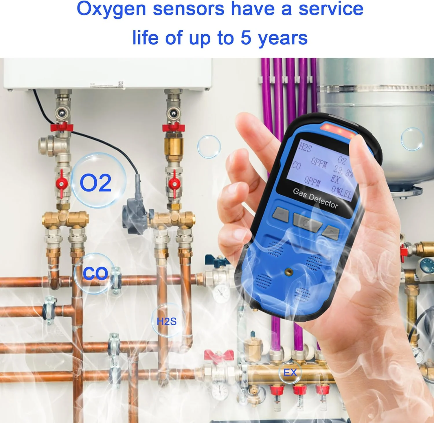 دستگاه تشخیص نشت گاز Scondaor برای H2S CO O2 و LEL، دستگاه تشخیص گاز چندگانه قابل حمل با آلارم های صوتی، تصویری و لرزشی، مانیتور گاز 4 در 1 دستی با صفحه نمایش LCD دیجیتال (آبی) دستگاه تشخیص نشت گاز Scondaor برای H2S CO O2 و LEL، دستگاه تشخیص گاز چندگانه قابل حمل با آلارم های صوتی، تصویری و لرزشی، مانیتور گاز 4 در 1 دستی با صفحه نمایش LCD دیجیتال (آبی)