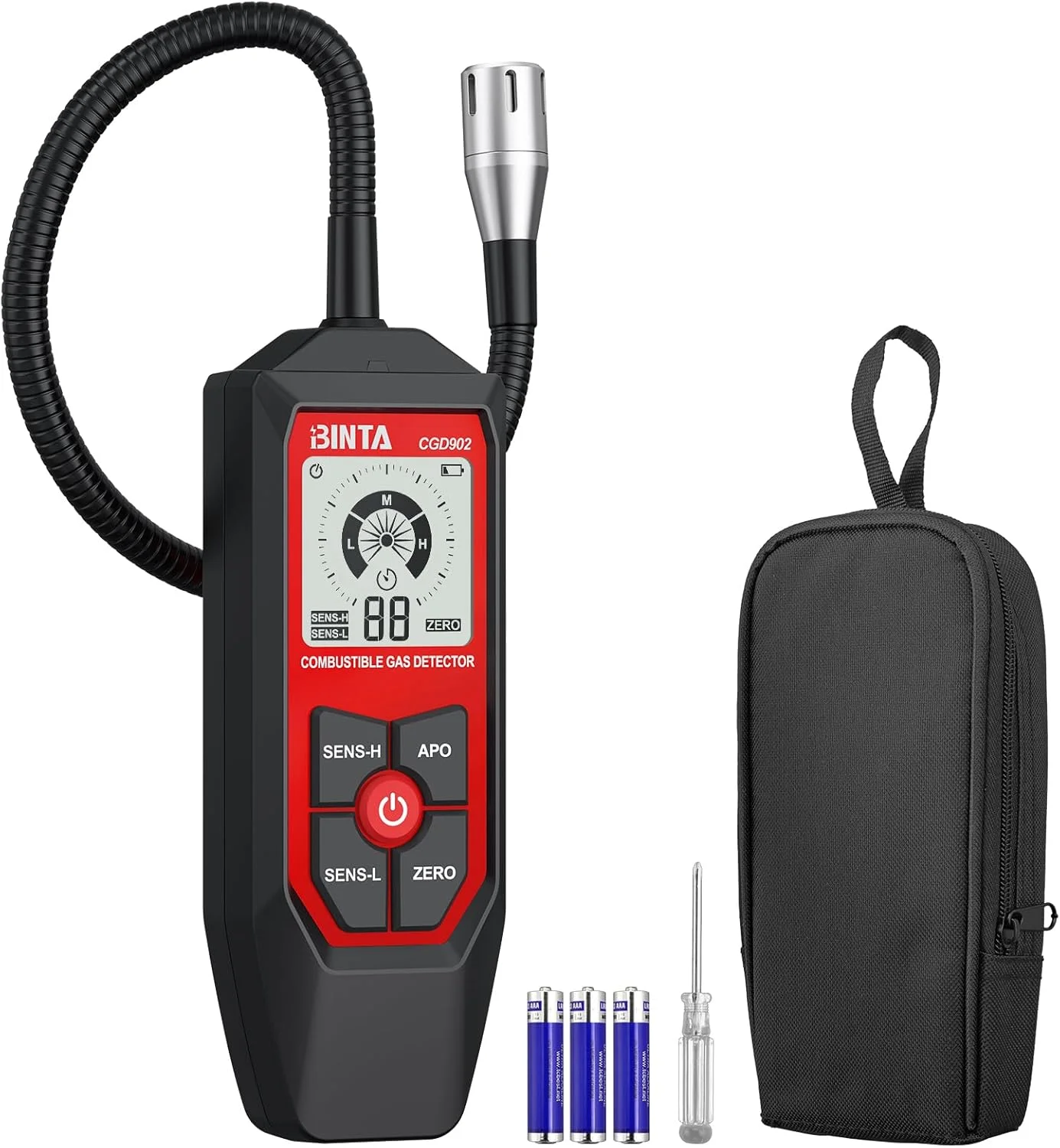 آشکارساز گاز طبیعی، آشکارساز نشت گاز با گردن غازی 18.5 اینچی، ردیاب گاز قابل حمل با هشدارهای صوتی و تصویری، برای تعیین محل نشت پروپان، گاز طبیعی، گازهای قابل احتراق برای خانه، RV، HVAC آشکارساز گاز طبیعی، آشکارساز نشت گاز با گردن غازی 18.5 اینچی، ردیاب گاز قابل حمل با هشدارهای صوتی و تصویری، برای تعیین محل نشت پروپان، گاز طبیعی، گازهای قابل احتراق برای خانه، RV، HVAC