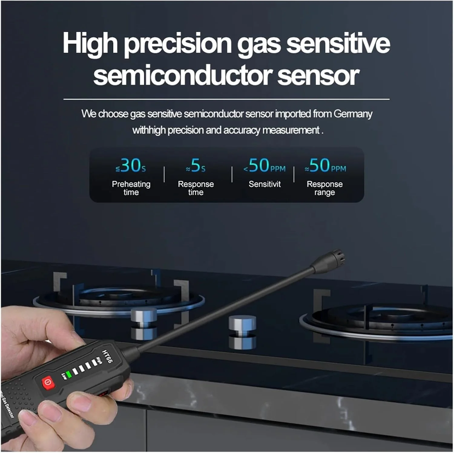 آشکارساز نشت گاز HT66، ردیاب گازهای قابل اشتعال، متان و گاز طبیعی، 50-1000PPM با آلارم صوتی آشکارساز نشت گاز HT66، ردیاب گازهای قابل اشتعال، متان و گاز طبیعی، 50-1000PPM با آلارم صوتی