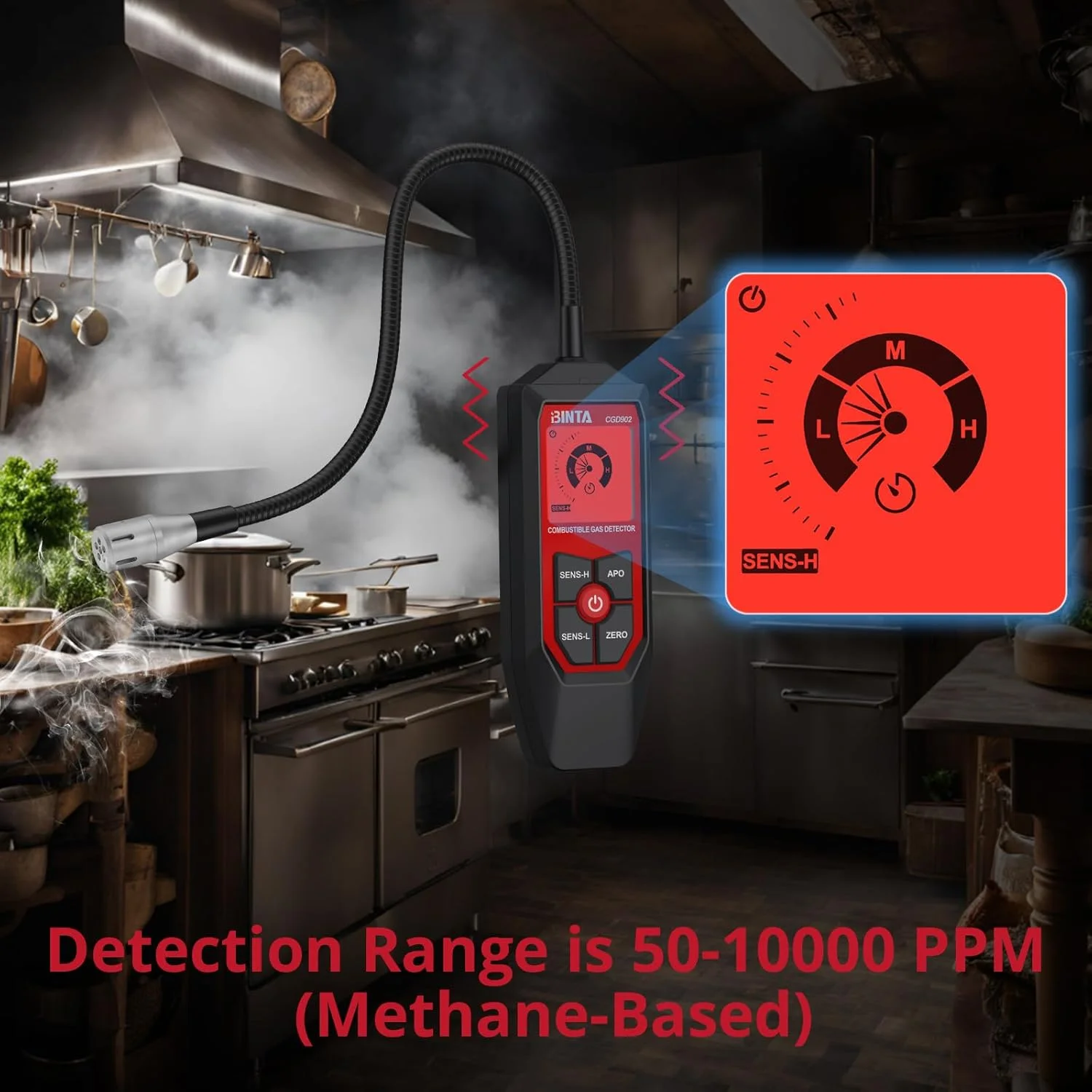 آشکارساز گاز طبیعی، آشکارساز نشت گاز با گردن غازی 18.5 اینچی، ردیاب گاز قابل حمل با هشدارهای صوتی و تصویری، برای تعیین محل نشت پروپان، گاز طبیعی، گازهای قابل احتراق برای خانه، RV، HVAC آشکارساز گاز طبیعی، آشکارساز نشت گاز با گردن غازی 18.5 اینچی، ردیاب گاز قابل حمل با هشدارهای صوتی و تصویری، برای تعیین محل نشت پروپان، گاز طبیعی، گازهای قابل احتراق برای خانه، RV، HVAC