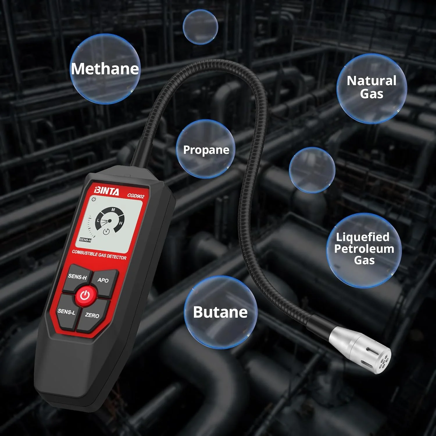 آشکارساز گاز طبیعی، آشکارساز نشت گاز با گردن غازی 18.5 اینچی، ردیاب گاز قابل حمل با هشدارهای صوتی و تصویری، برای تعیین محل نشت پروپان، گاز طبیعی، گازهای قابل احتراق برای خانه، RV، HVAC آشکارساز گاز طبیعی، آشکارساز نشت گاز با گردن غازی 18.5 اینچی، ردیاب گاز قابل حمل با هشدارهای صوتی و تصویری، برای تعیین محل نشت پروپان، گاز طبیعی، گازهای قابل احتراق برای خانه، RV، HVAC